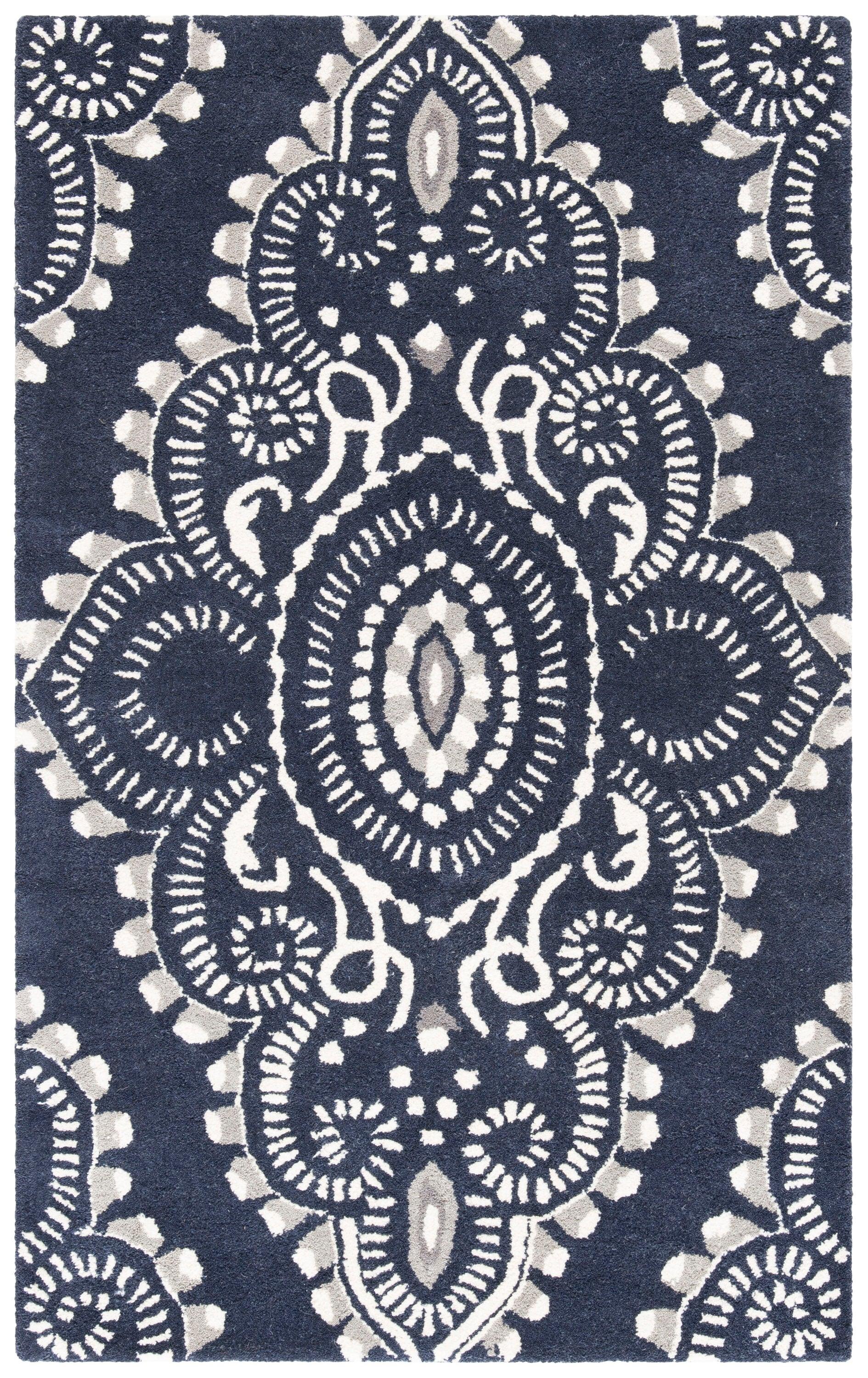 Wyndham WYD372 Hand Tufted Area Rug - Dark Grey/Ivory - 4'x6' - Safavieh.