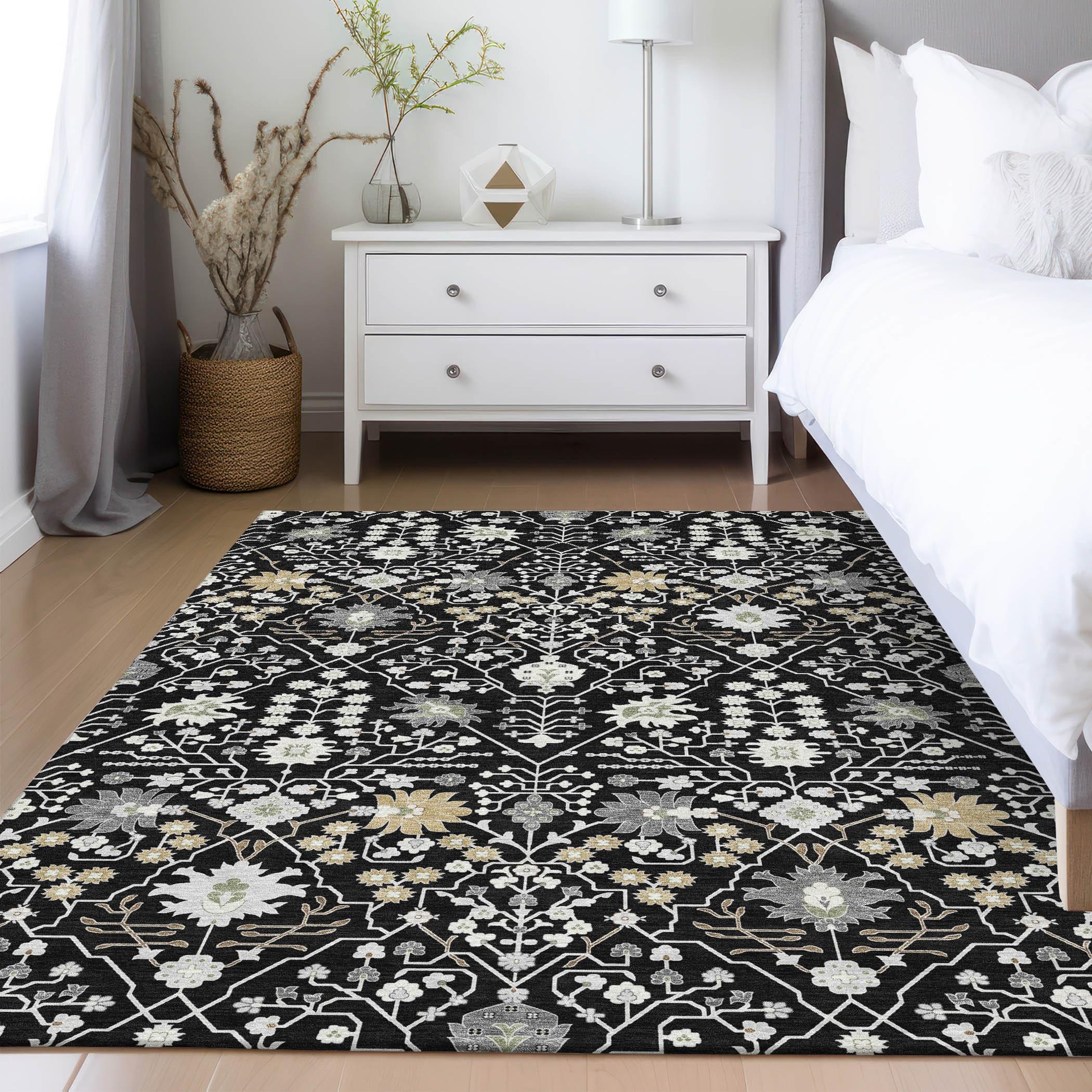 Machine Washable Indoor/Outdoor Chayden ACN1009 Black 1'8" x 2'6" Rug