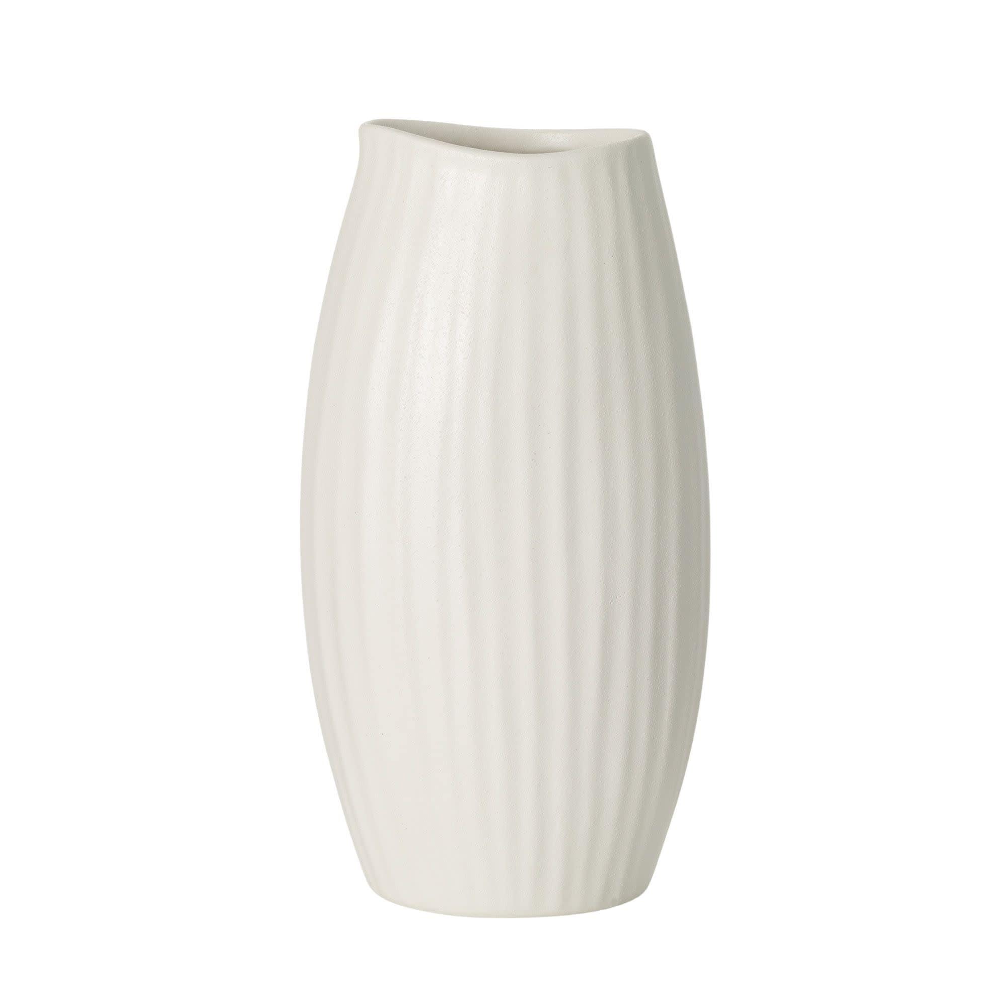 Sullivans 9" Modern White Ribbed Vase