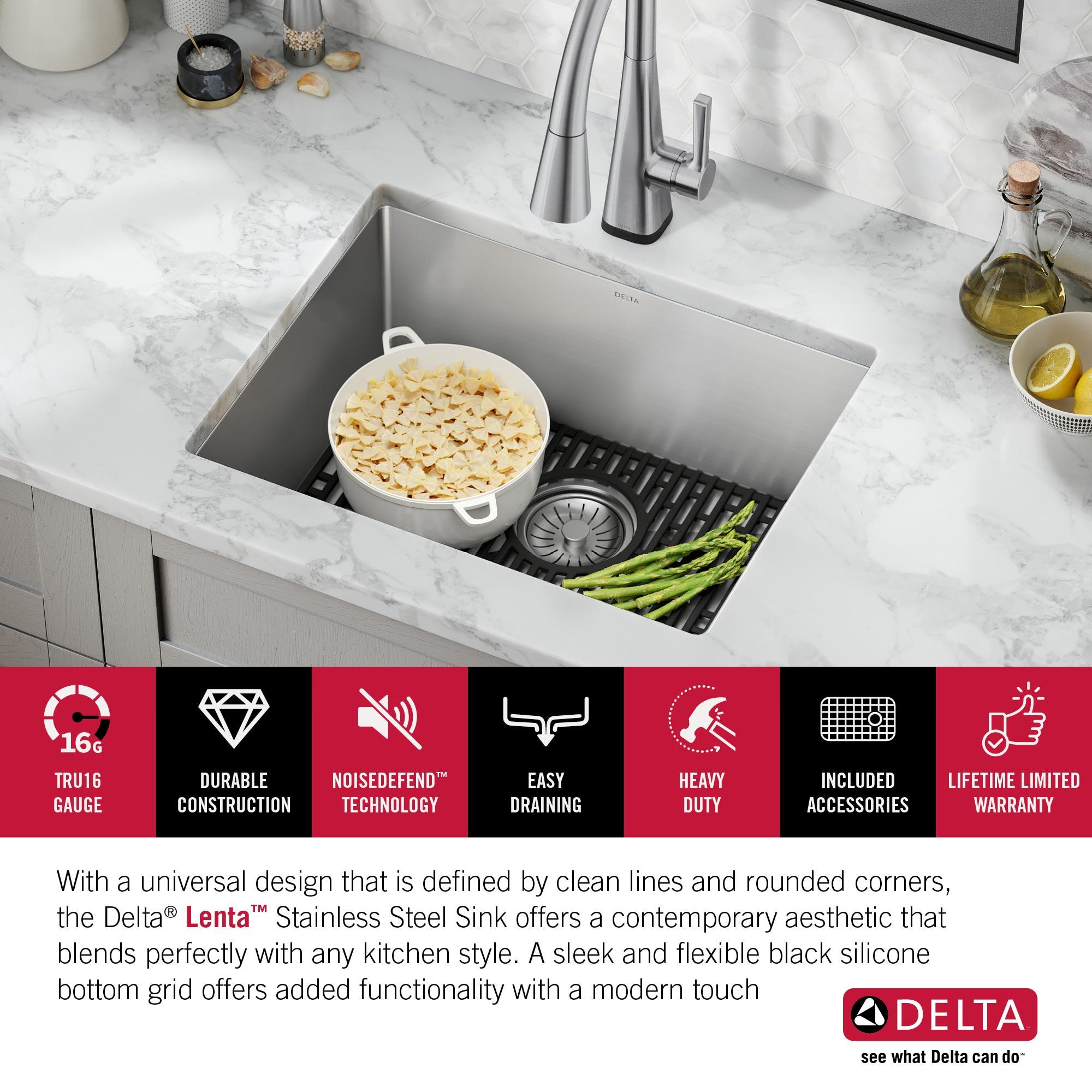 Delta Lenta™ Undermount 16 Gauge Stainless Steel Single Bowl Kitchen Sink with Accessories