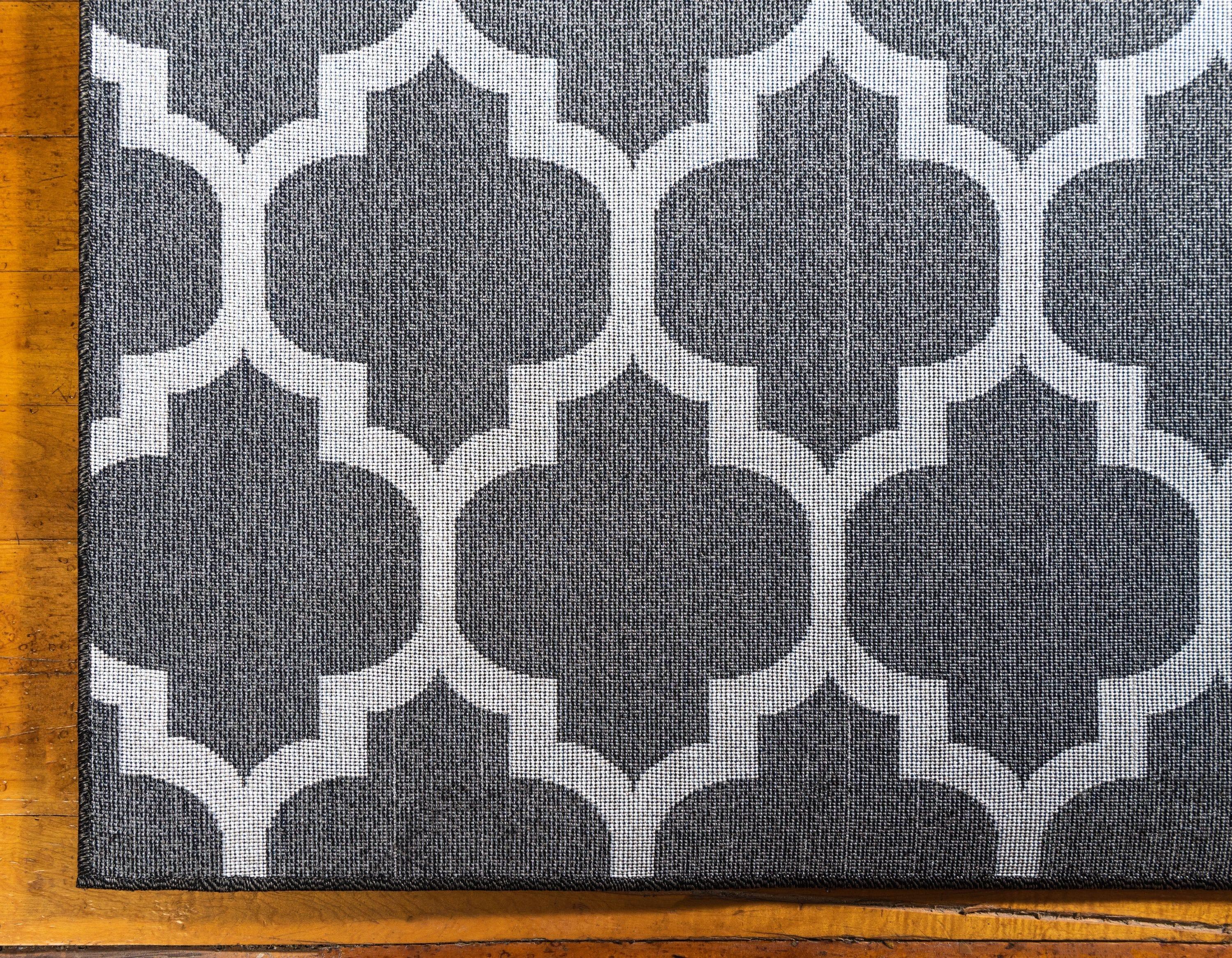 Unique Loom Trellis Collection Area Rug - Philadelphia (6' 1" x 9' Rectangle Black/Beige)