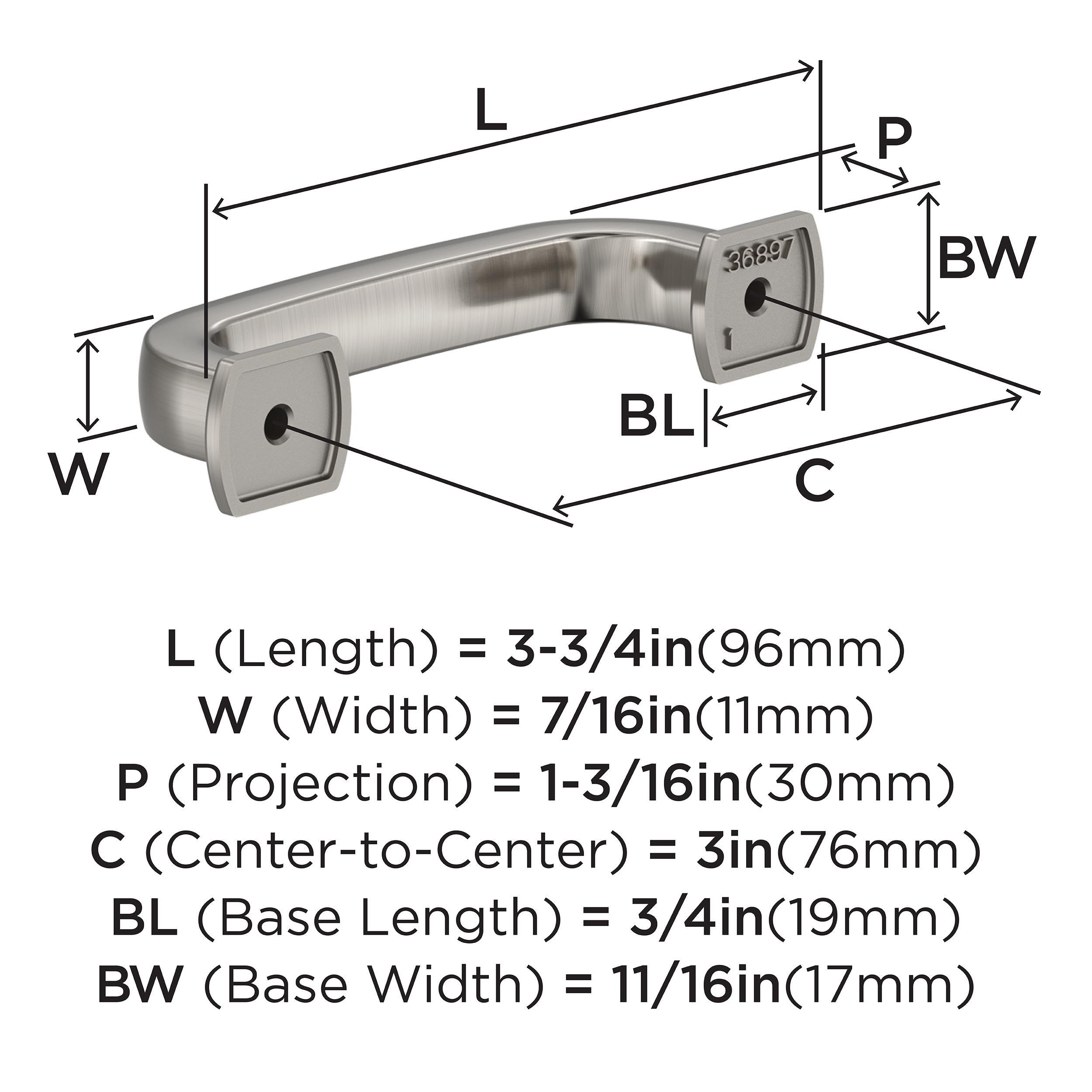 Amerock Surpass 3 inch (76mm) Center-to-Center Satin Nickel Cabinet Pull