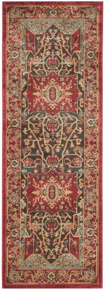 Elegant Mahal Red Synthetic 26" Reversible Area Rug