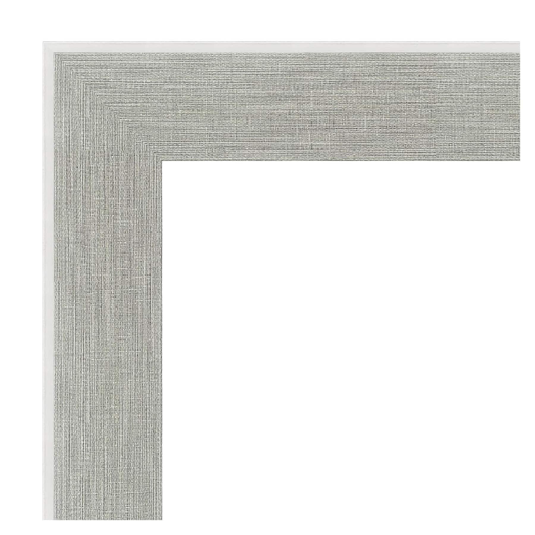 23" x 29" Glam Framed Bathroom Vanity Wall Mirror Linen Gray - Amanti Art: Modern, Beveled, Wall-Mounted