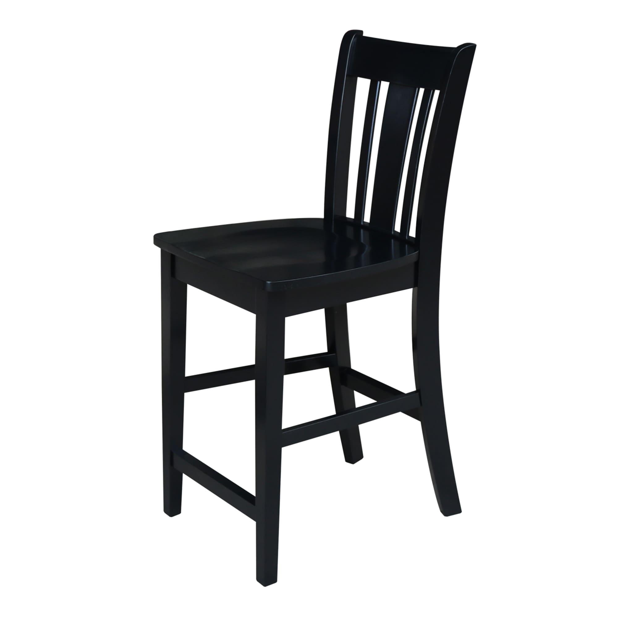 24" San Remo Counter Height Barstool Black - International Concepts: Solid Wood, Traditional Square Design, Durable Parawood