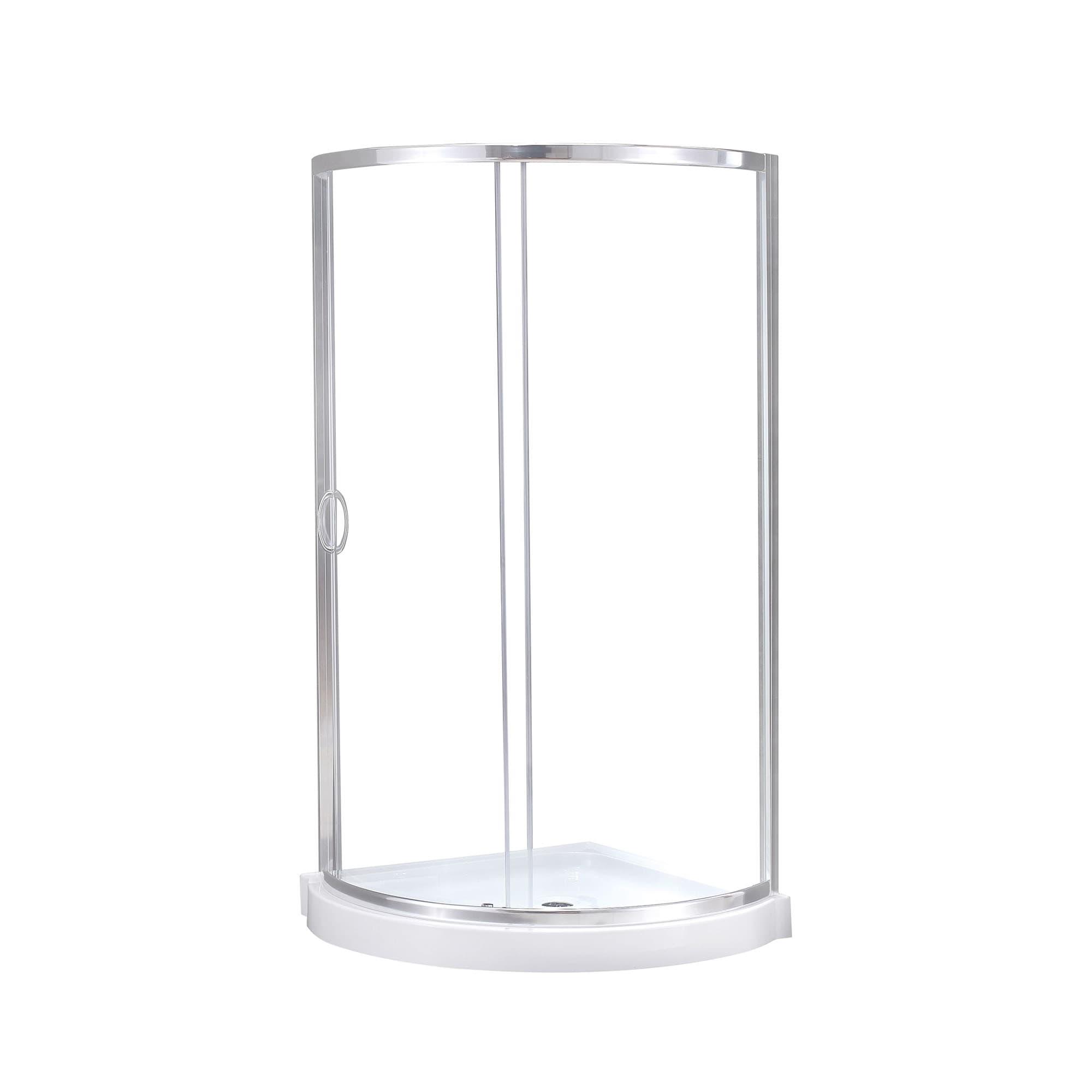 Ove Decors Breeze_34_withouth_walls OVE Decors Breeze Premium 35 in. Framed Round Shower Kit w/ Clear Glass, Base in Chrome Finish
