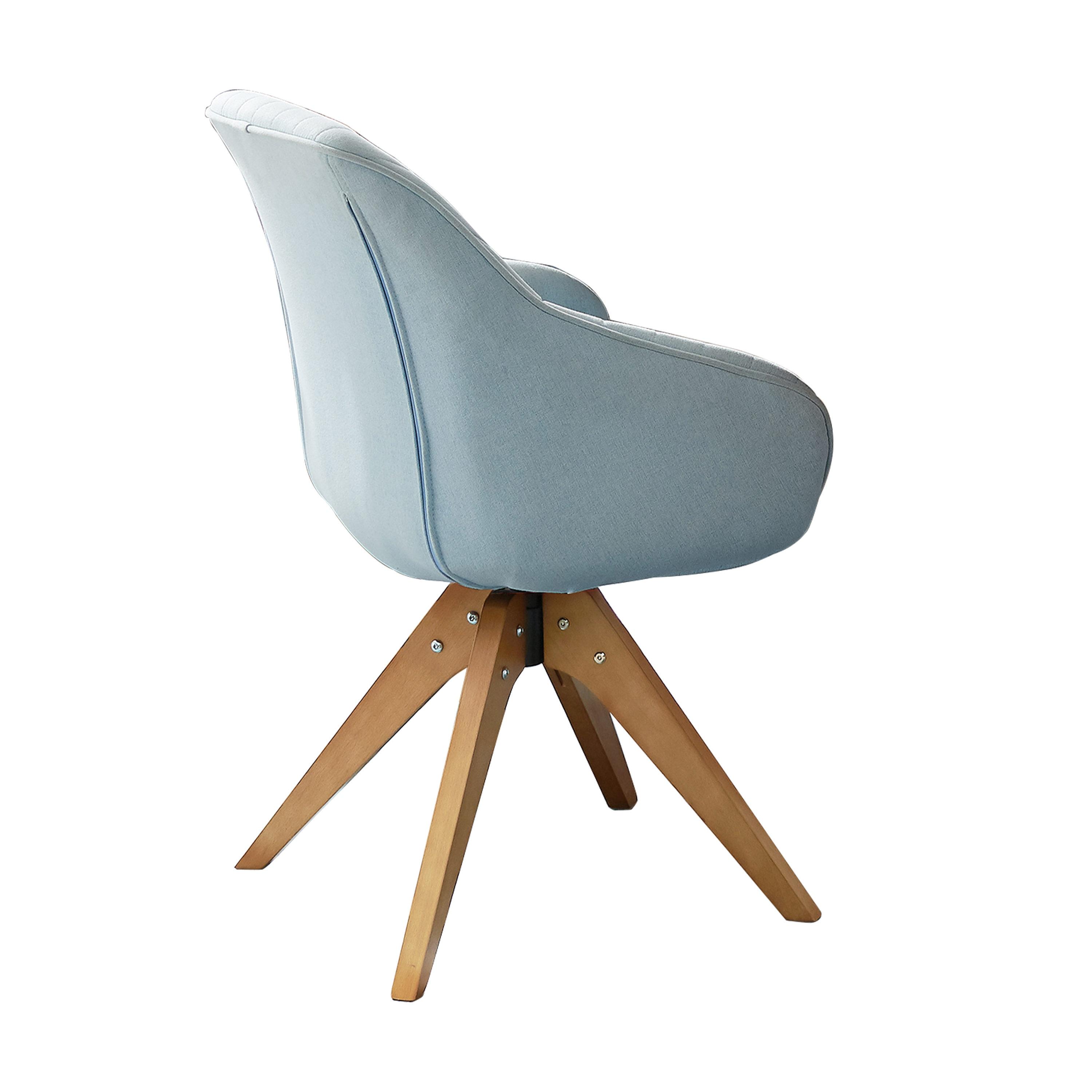Art Leon Mid Century Accent Chair Fabric Swivel Beech Wood Legs, Light Blue