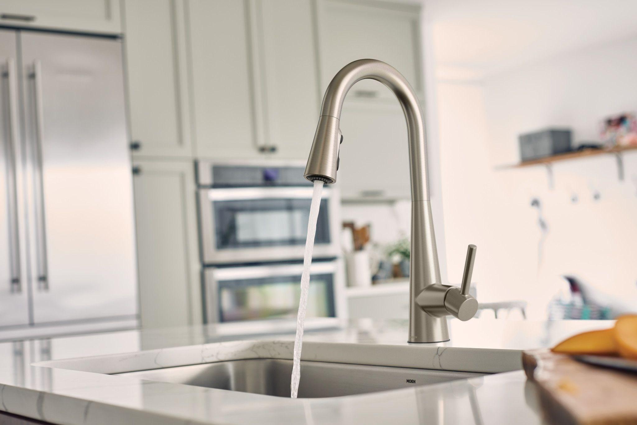 Sleek Pull Down Single Handle Kitchen Faucet with Power Boost Technology and Duralock