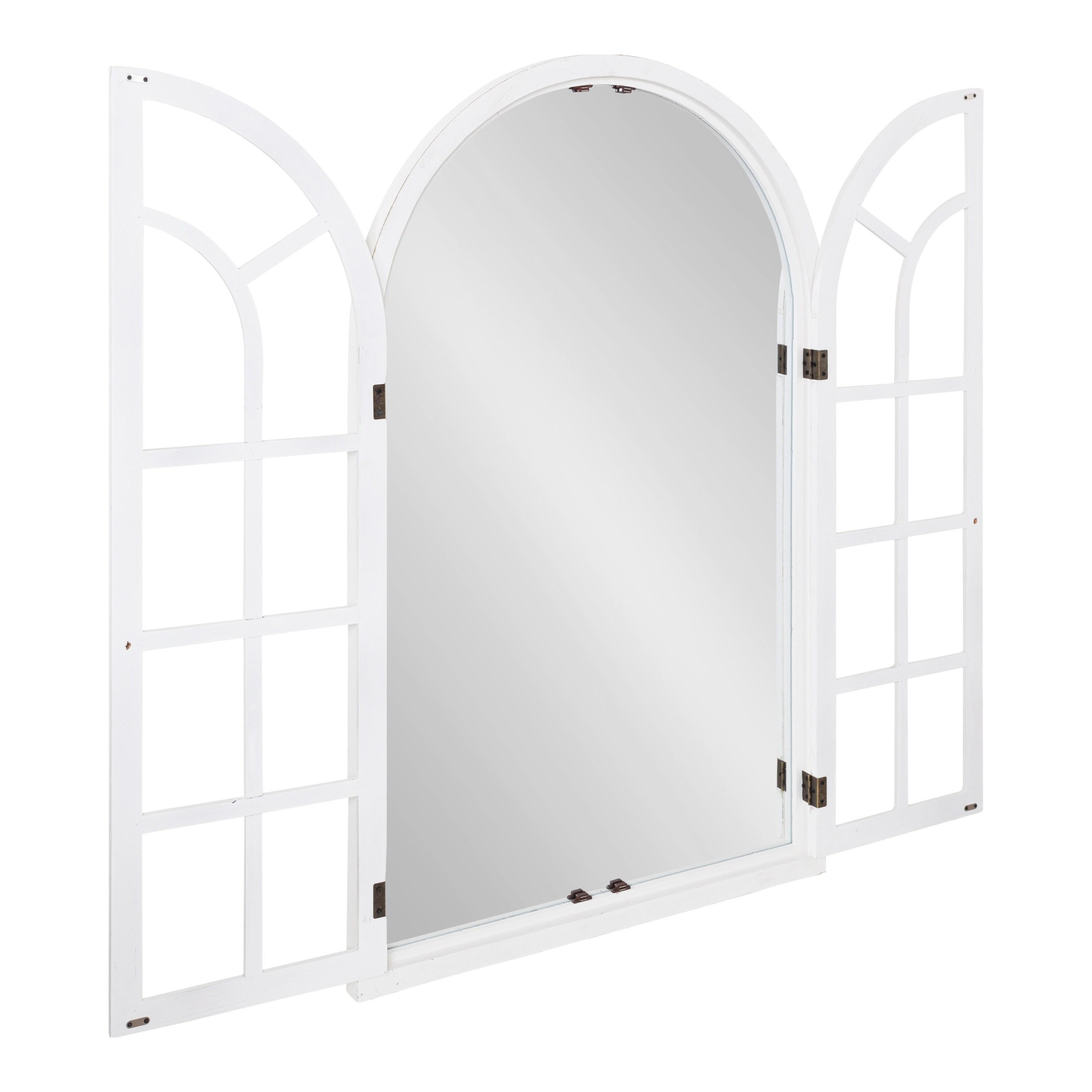 28"x44" Boldmere Arch Wall Mirror White - Kate & Laurel All Things Decor: Rustic Farmhouse Windowpane