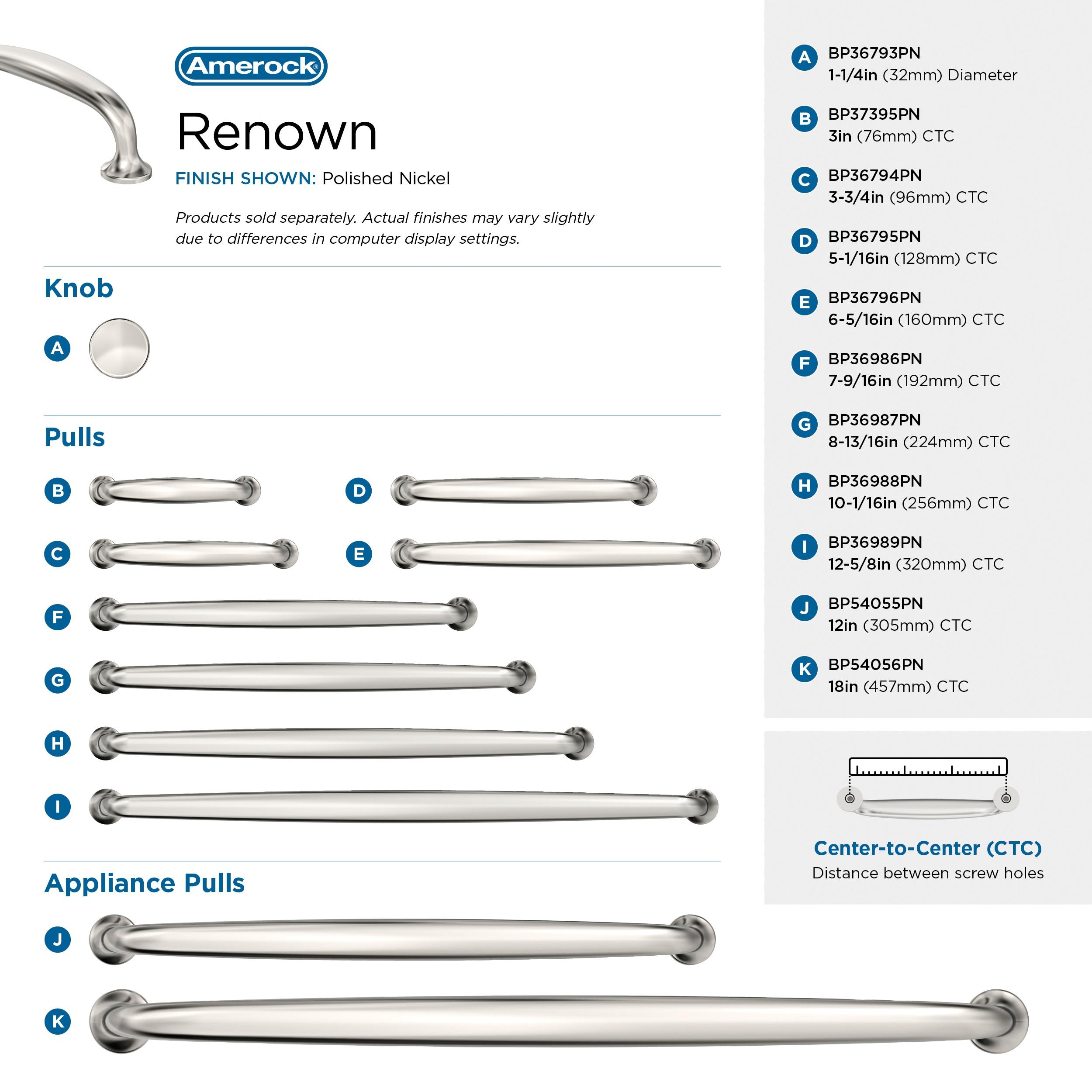 Amerock Renown 6-5/16 inch (160mm) Center-to-Center Polished Nickel Cabinet Pull