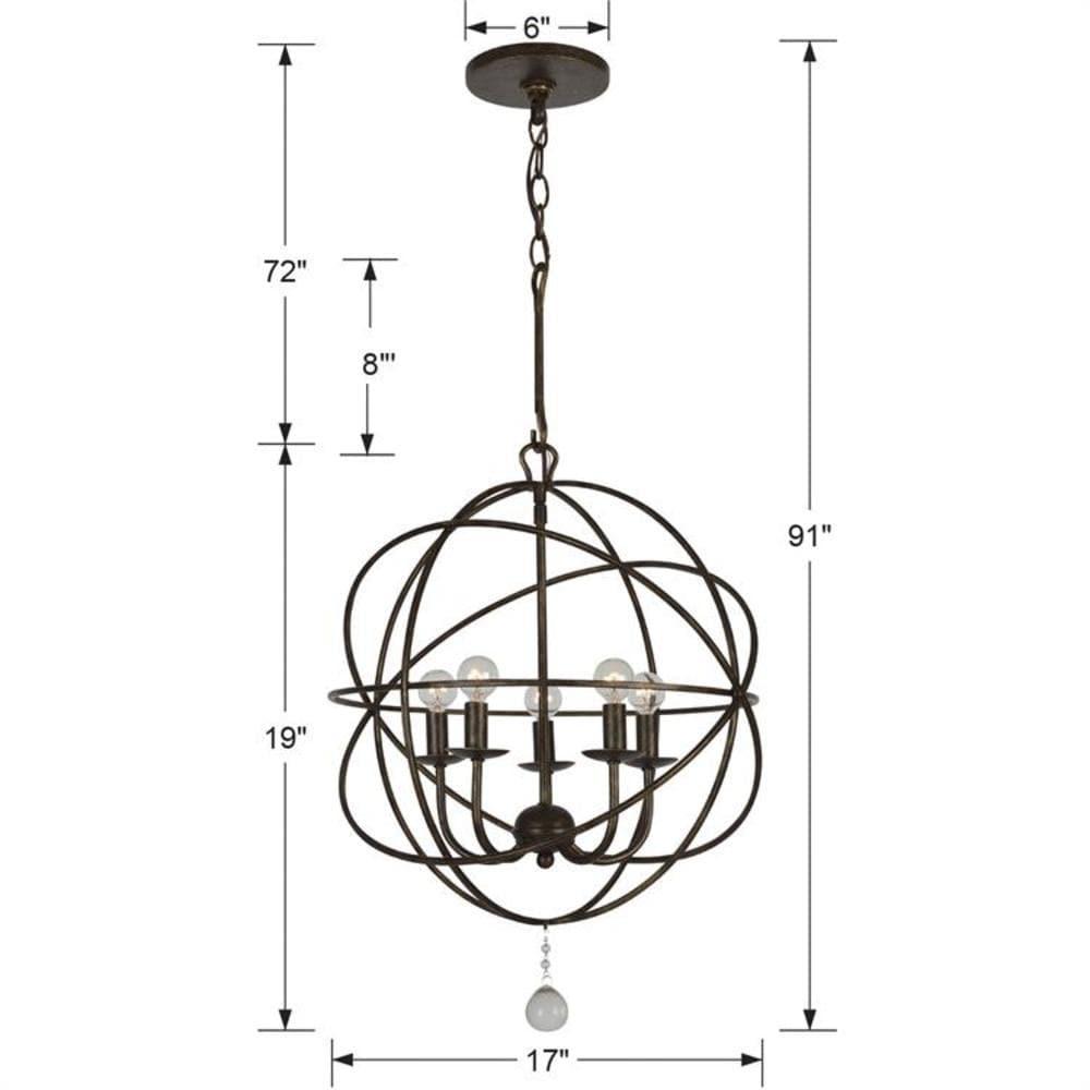 Five Light Mini Chandelier In Minimalist Style 17 Inches Wide By 23 Inches High-English Bronze Finish    -Traditional Installation Crystorama