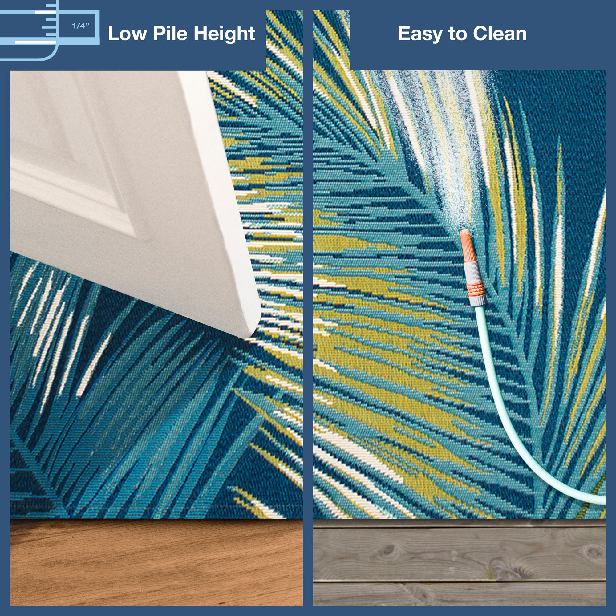 Liora Manne Marina Palm Border Indoor/Outdoor Rug Navy 8'10" x 11'9"