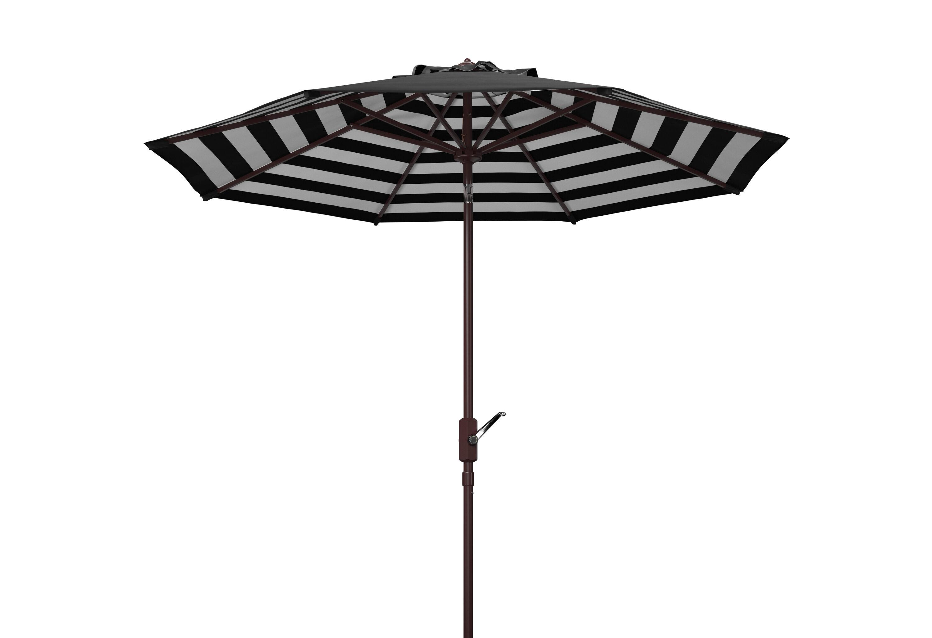 Athens Inside Out Striped 9Ft Crank Auto Tilt Umbrella - PAT8007 - Black - Safavieh