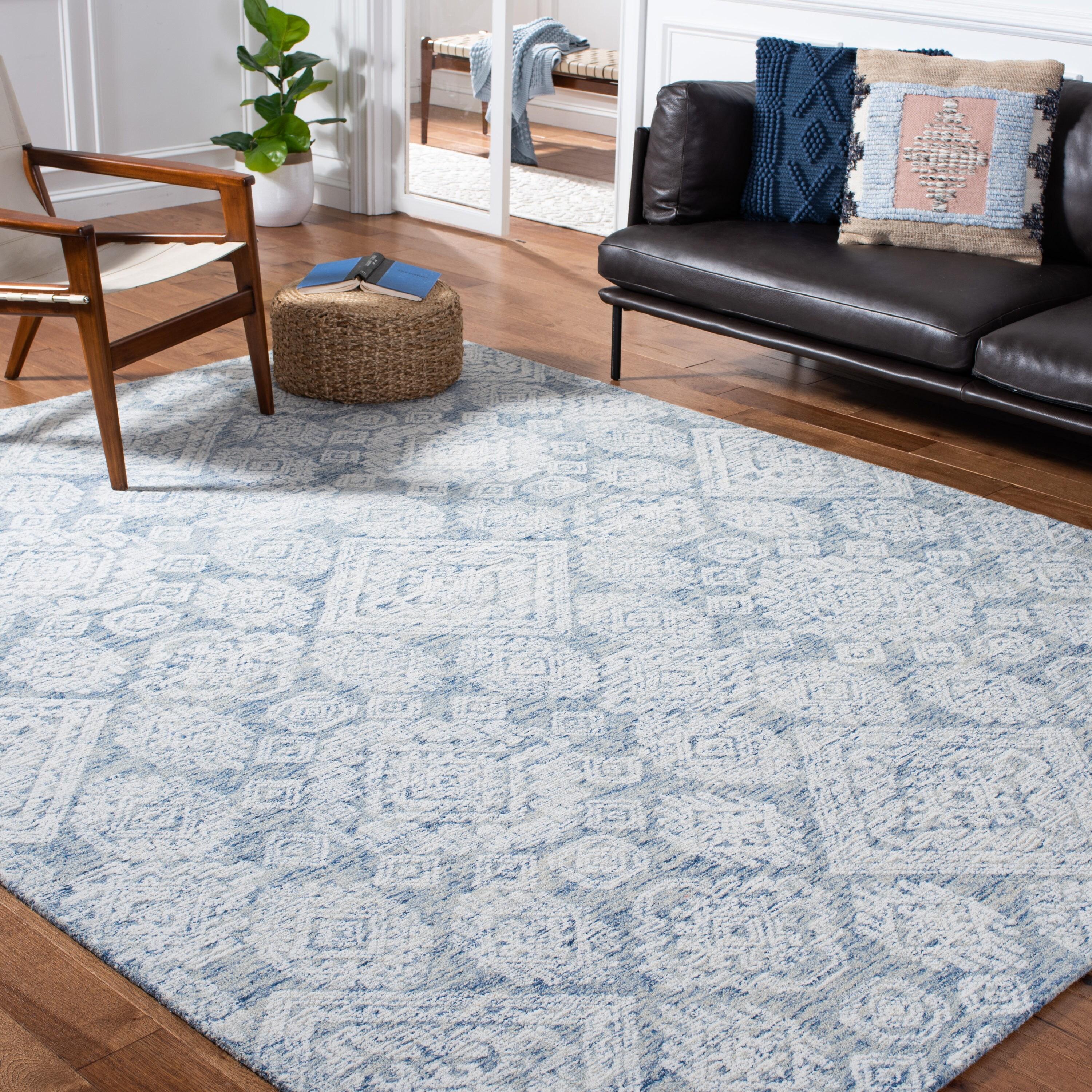 Metro MET987 Hand Tufted Indoor Area Rug - Blue/Ivory - 4'x6' - Safavieh