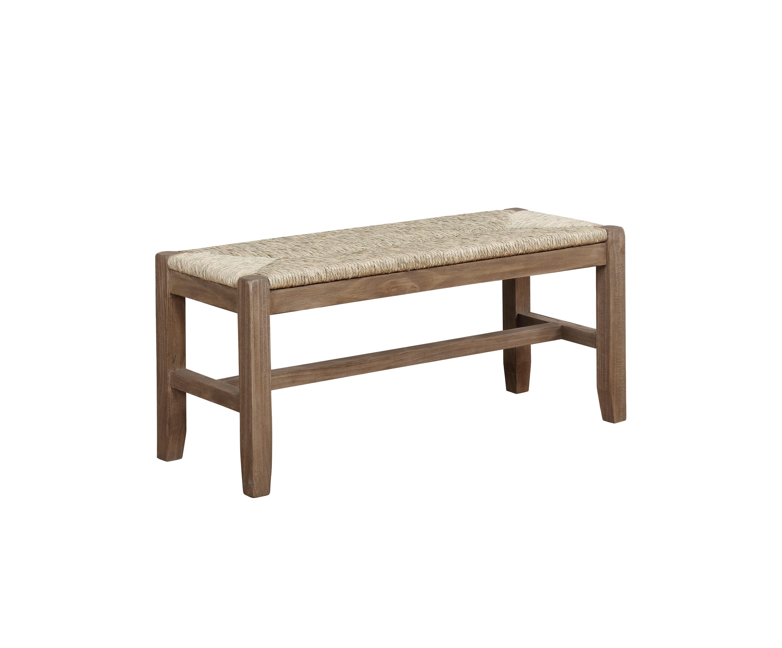 Alaterre Newport 40" Wood Bench with Rush Seat