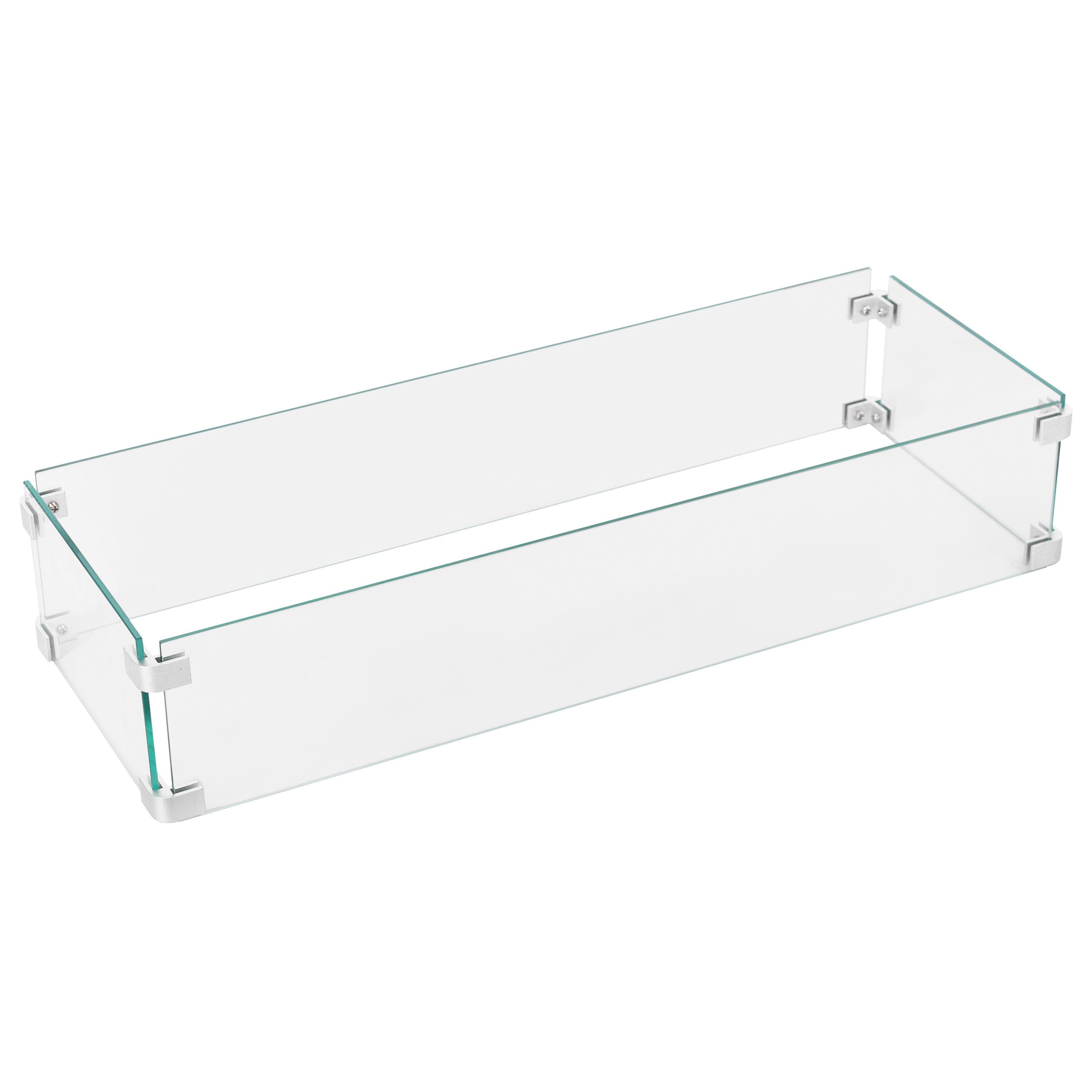 NUU GARDEN Glass Wind Guard For Fire Pit Table, Tempered Glass Heat Resistance