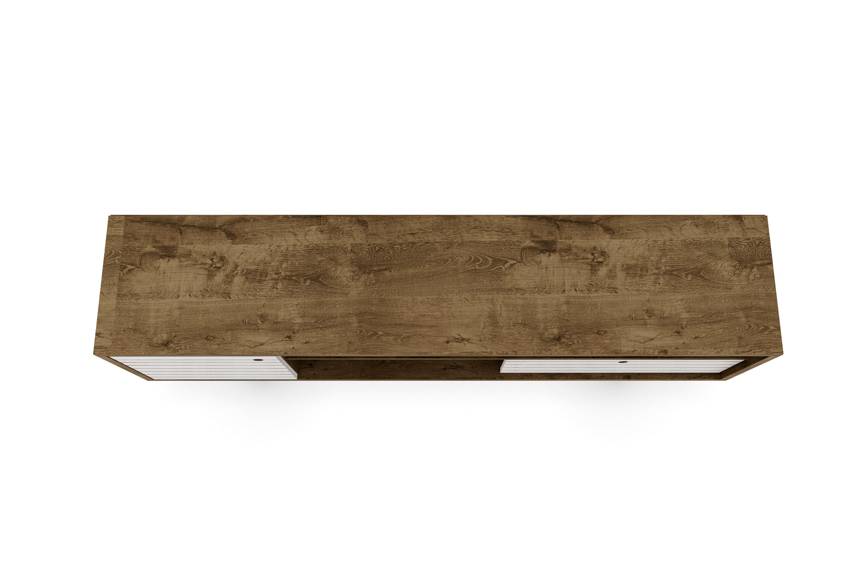 Liberty 70.86" Mid-Century Modern TV Stand with 4 Shelving Spaces and 1 Drawer  with Solid Wood Legs