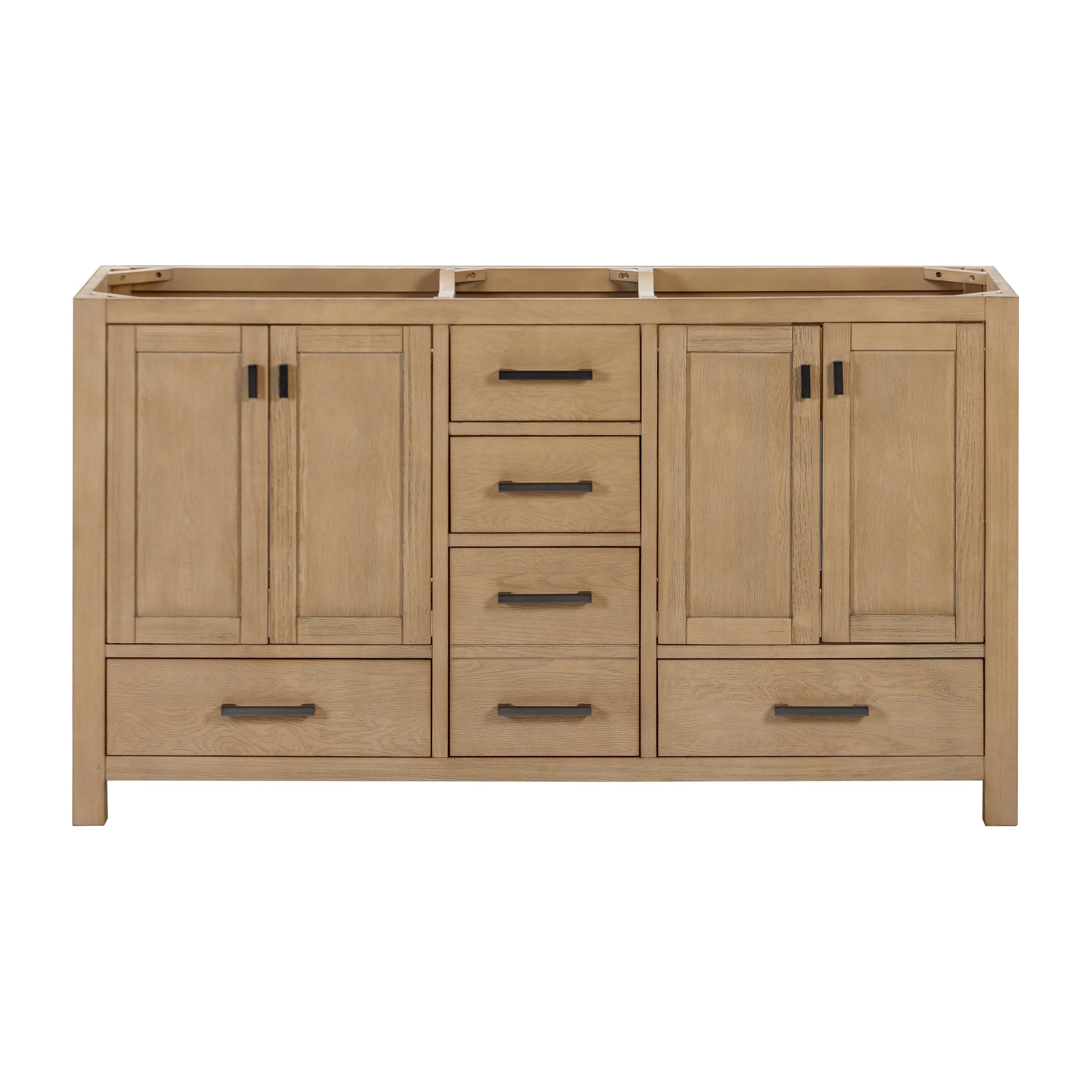 Modero 60'' Double Bathroom Vanity Base Only in Brushed Oak Finish