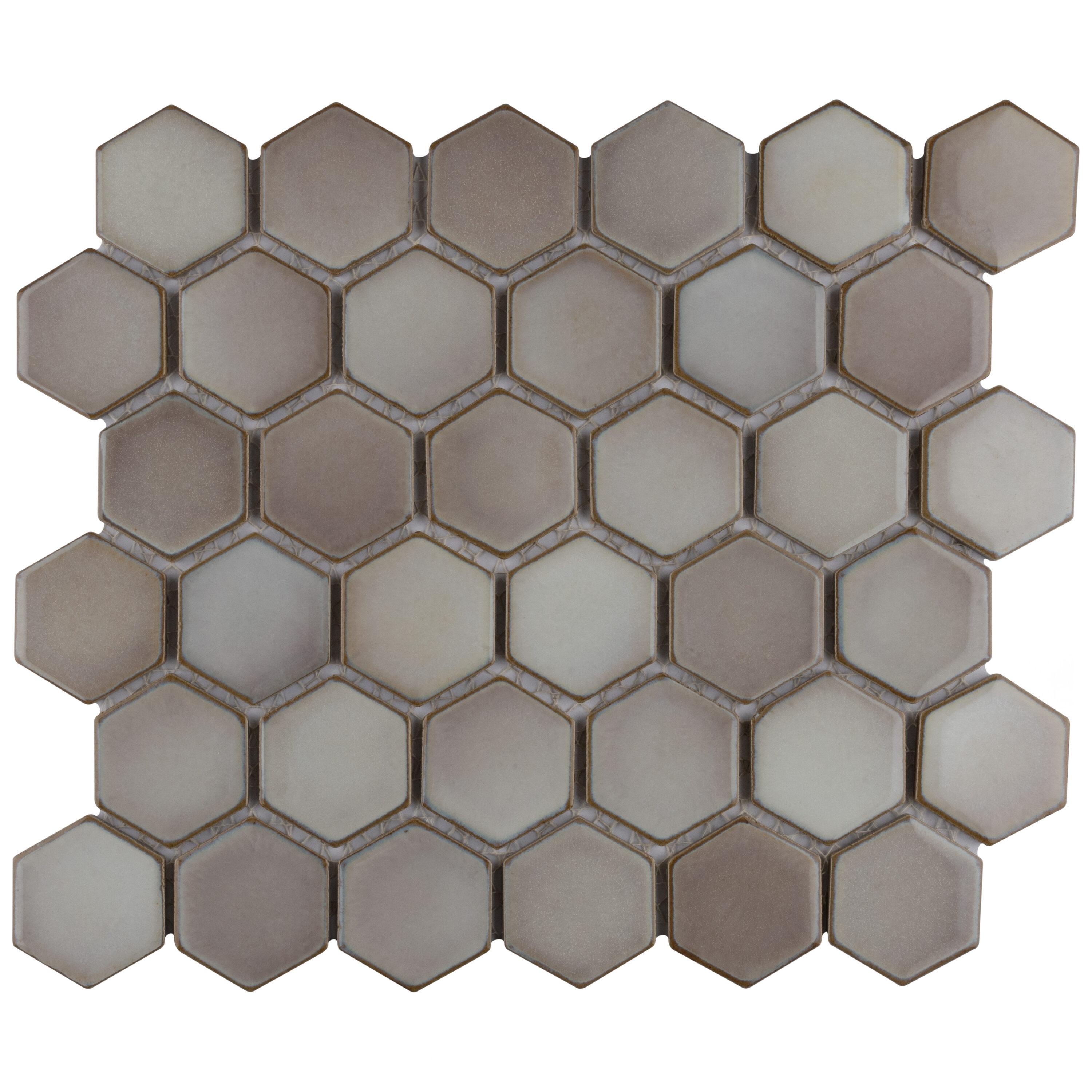 Merola Tile Hudson Due 2" Hex 10-7/8 " x 12-5/8 " Porcelain Mosaic Floor and Wall Tile