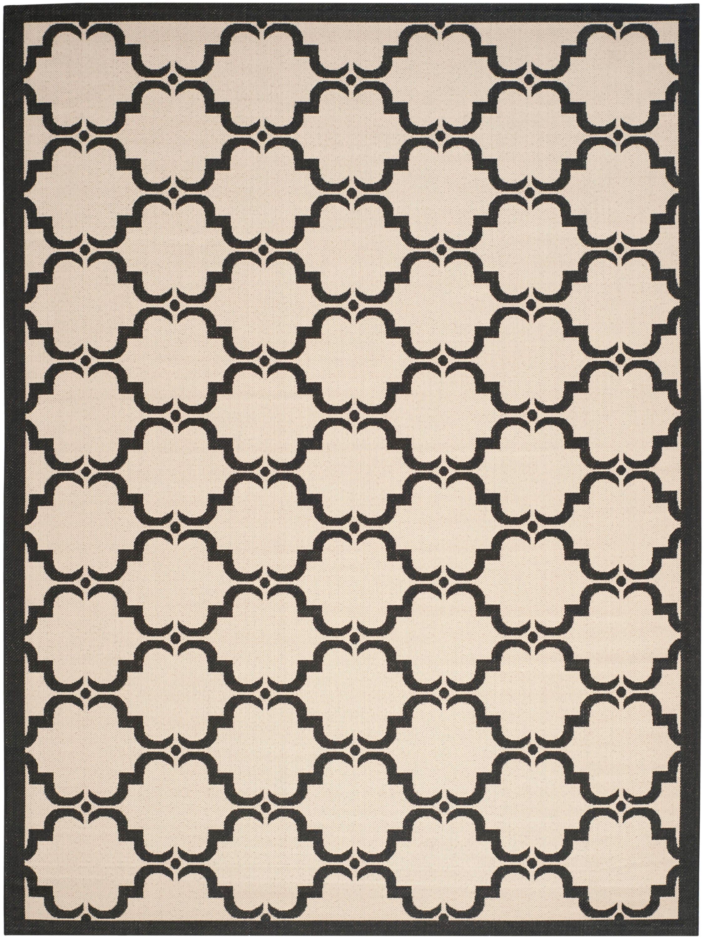 SAFAVIEH Courtyard Estelle Geometric Indoor/Outdoor Area Rug, 8' x 11', Beige/Black