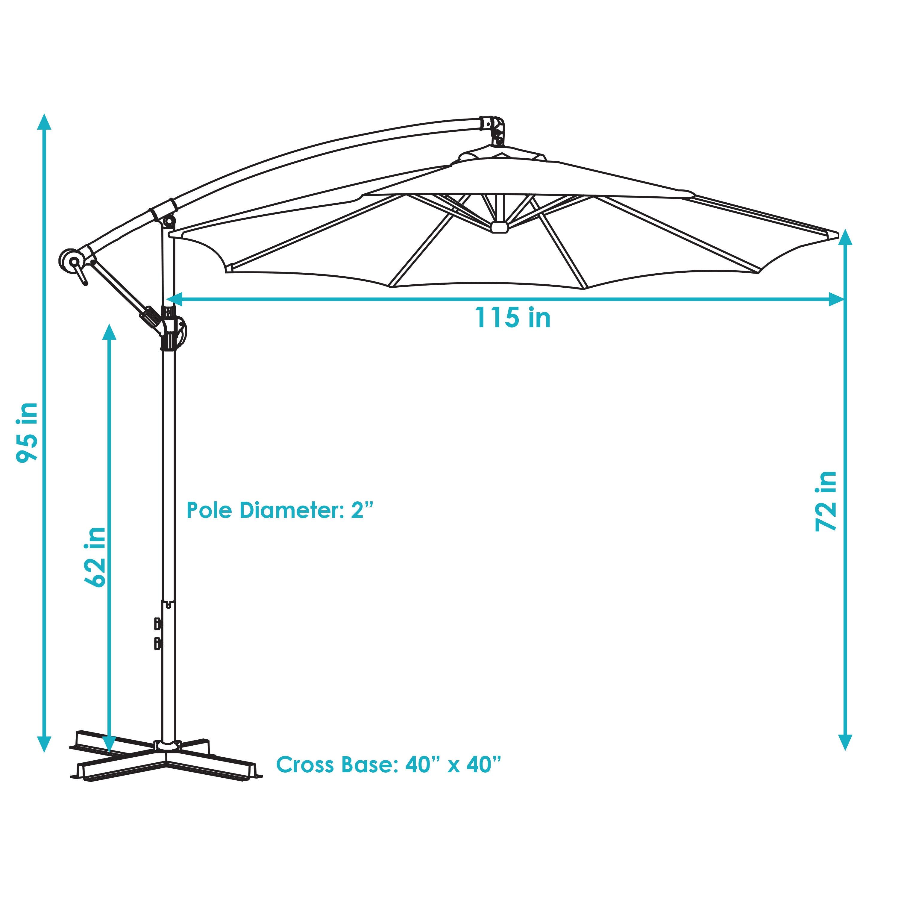 Sunnydaze Outdoor Steel Cantilever Offset Patio Umbrella with Air Vent, Crank, and Base - 9' - Cherry