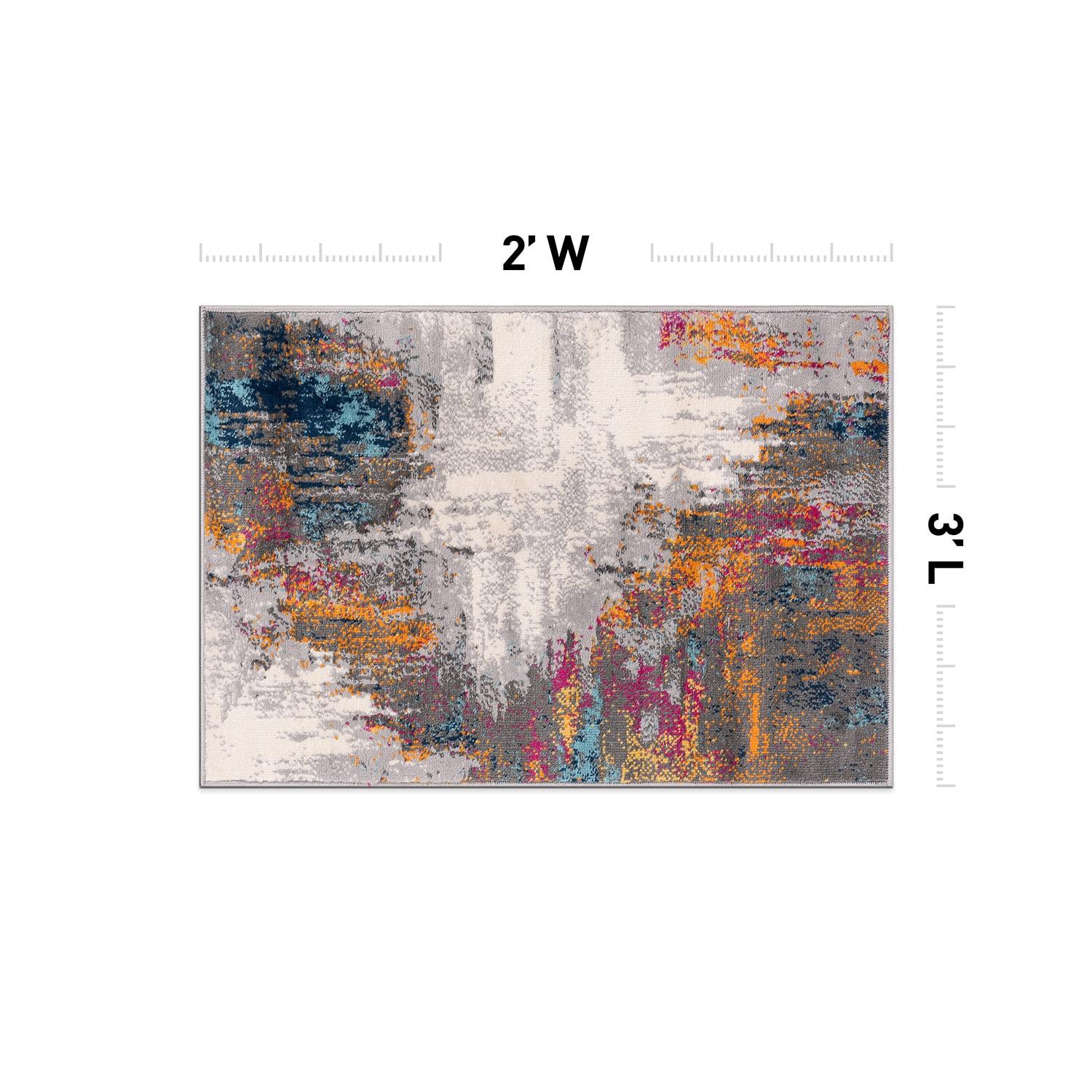 World Rug Gallery Bari Contemporary Abstract Art Area Rug - Multi 2'x3'