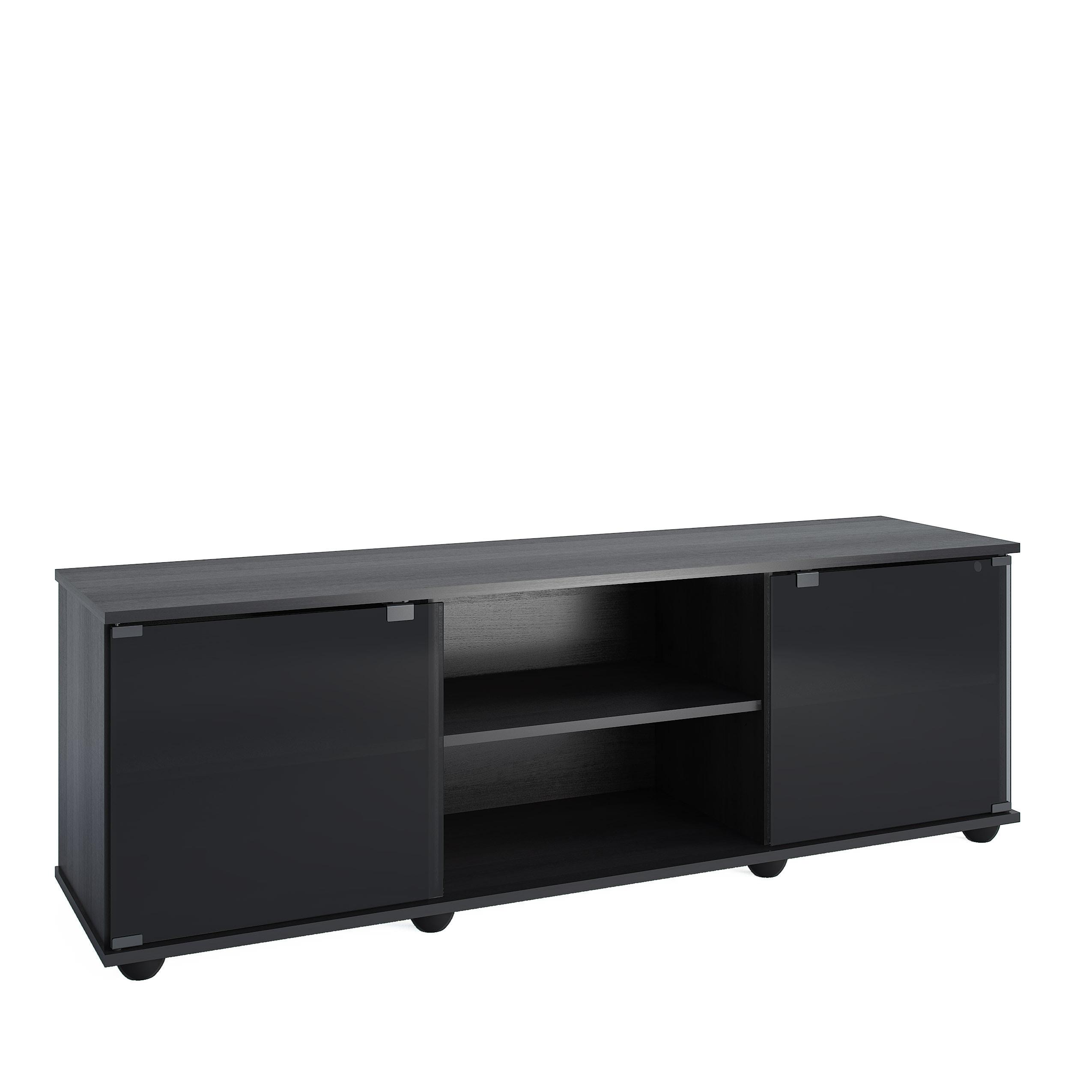 Flat Panel TV Stand for TVs up to 64" Ravenwood Black - CorLiving: Mid-Century Modern, Adjustable Shelves, Cable Management