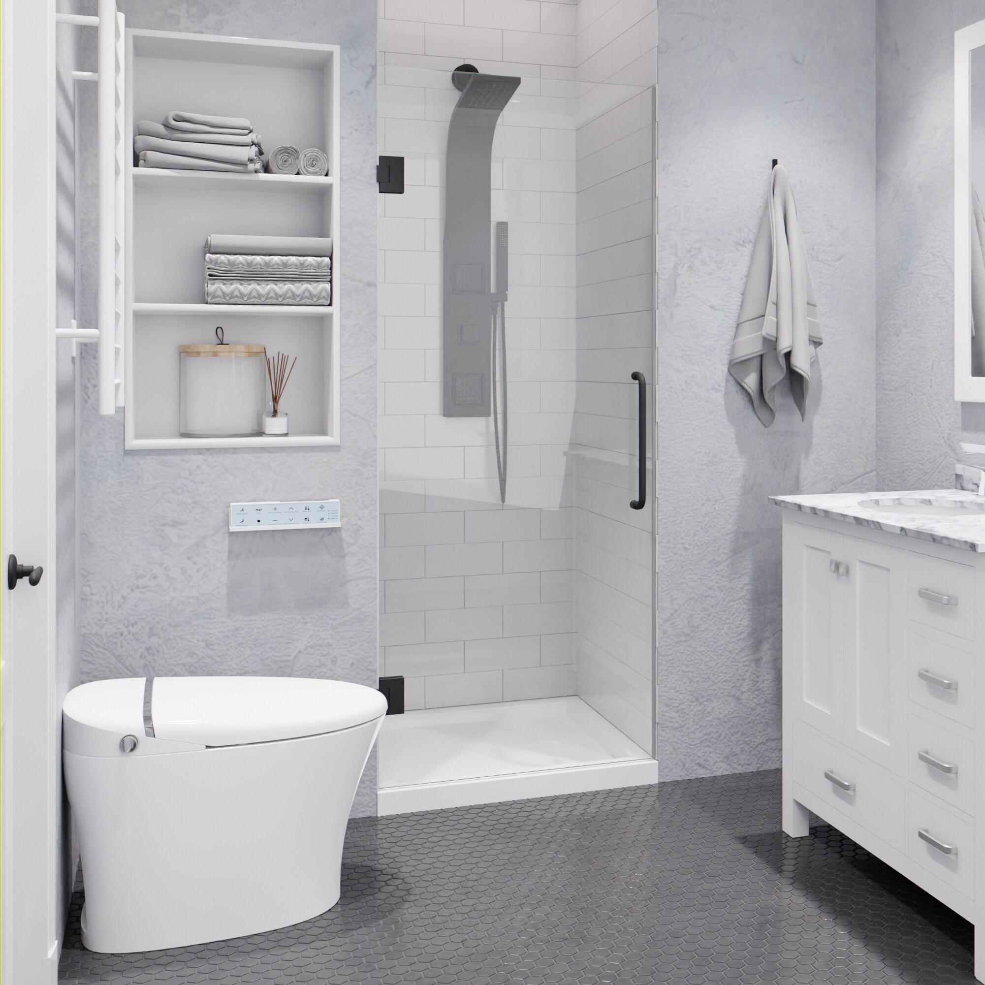 ANZZI SD-AZ09-02GB ANZZI Passion Series 30 In. X 72 In. Frameless Hinged Shower Door With Stainless Steel Handle In Gunmetal