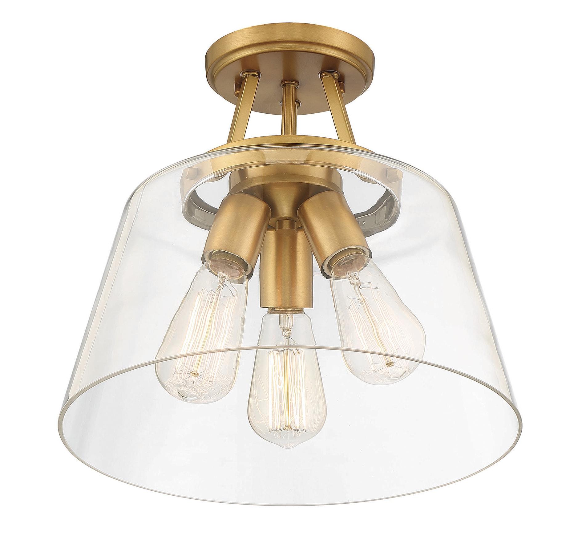 Savoy House Calhoun 3 - Light Semi-Flush Mount in  Warm Brass