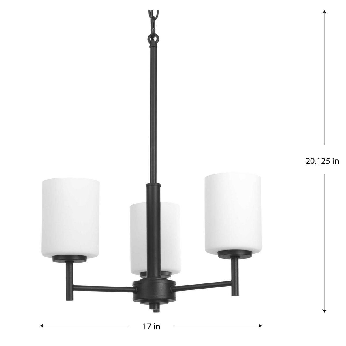 Progress Lighting Replay 3-Light Chandelier, Brushed Nickel, White Glass Shades