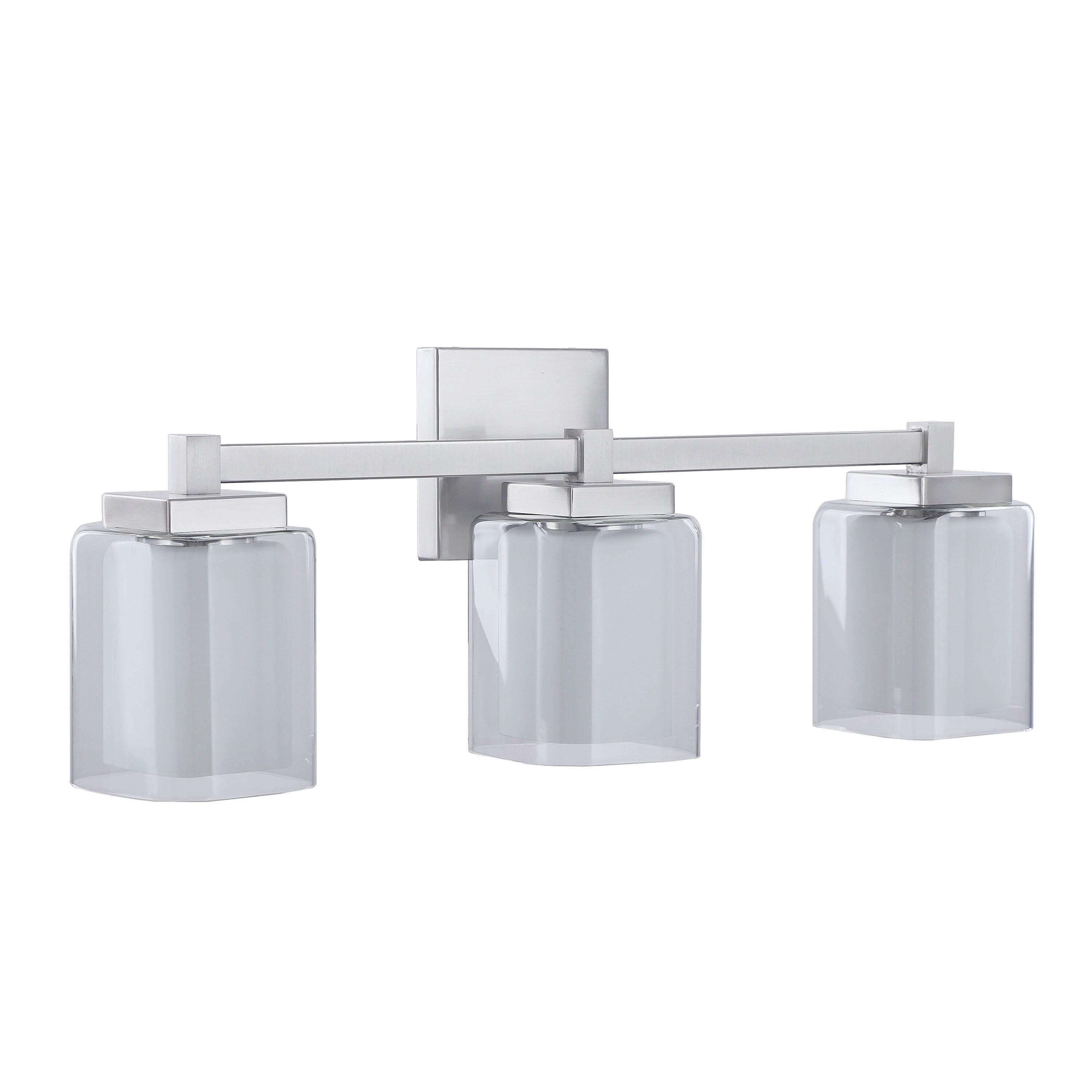 Aspen Creative 62327, Bathroom Vanity 3 Lights Fixture 24"W x 9"H x 5-3/4"E. Satin Nickel Finish, Bulb Not Included