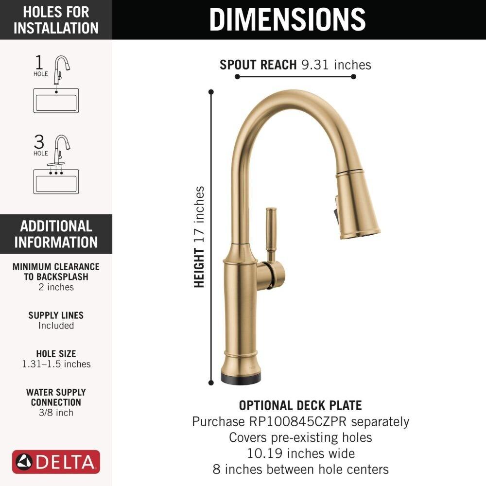 Renaldi Brushed Gold Touchless Pull-Down Kitchen Faucet