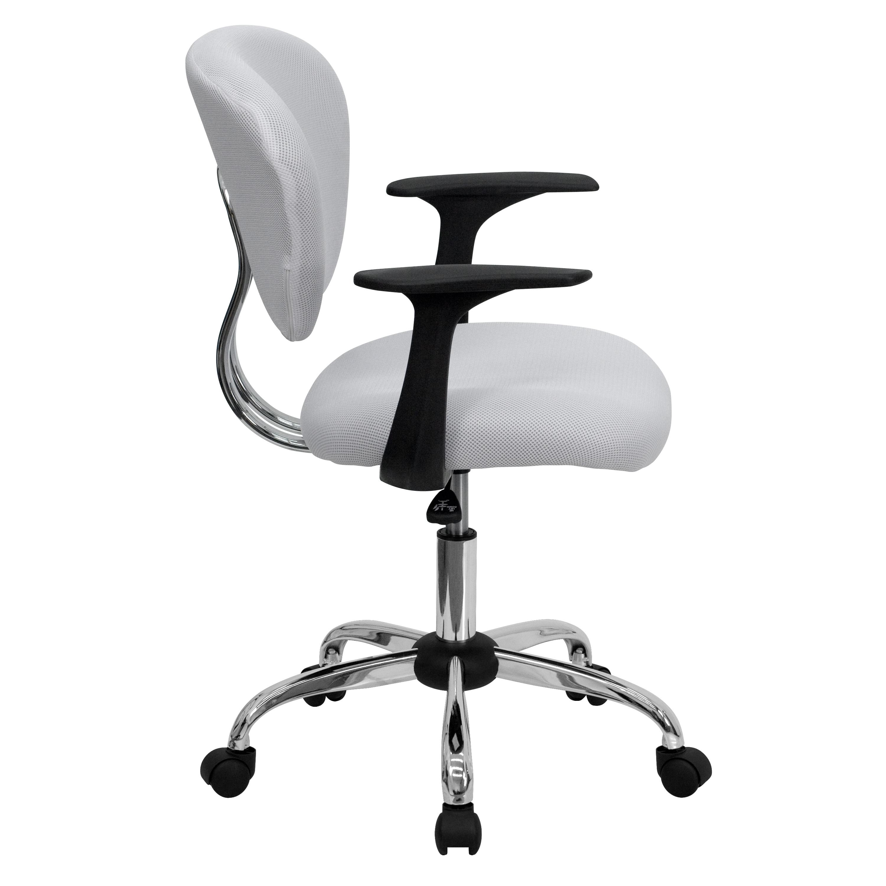 Mid-Back White Mesh Swivel Task Chair with Chrome Base