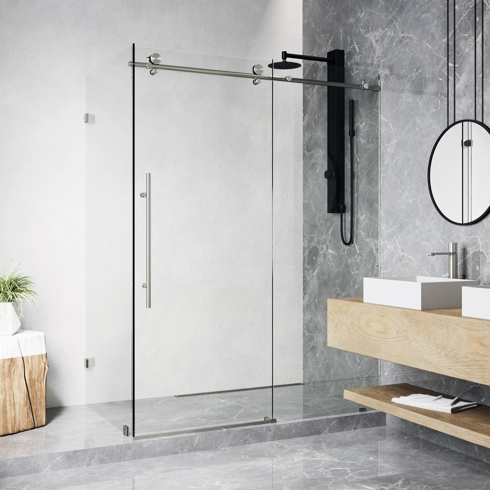 Elan E-class 46" W x 34" D x 76" H Sliding Frameless Shower Enclosure with 3/8" Clear Glass