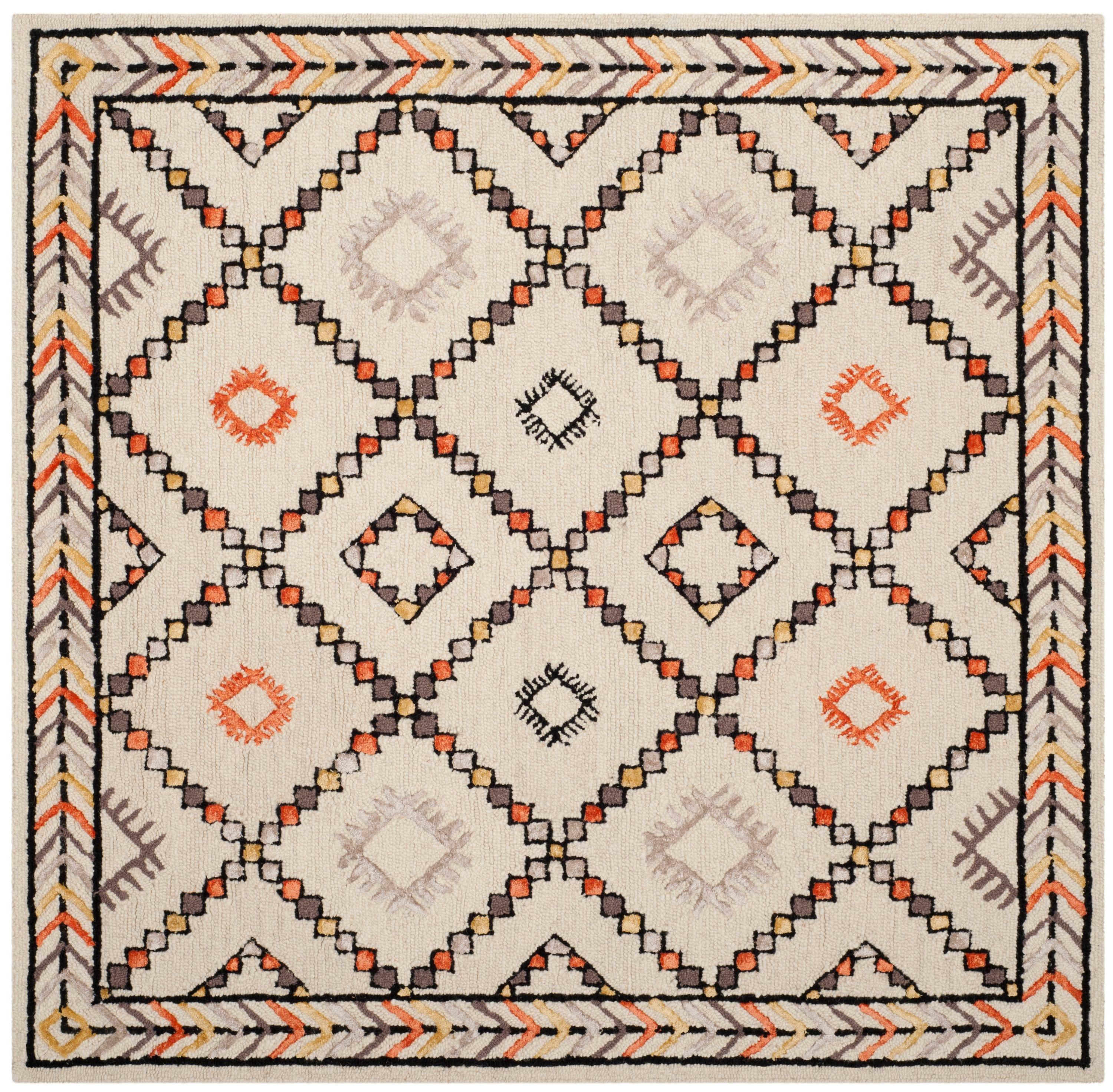 Bellagio BLG548 Hand Tufted Area Rug - Ivory/Multi - 5'x5' - Safavieh.