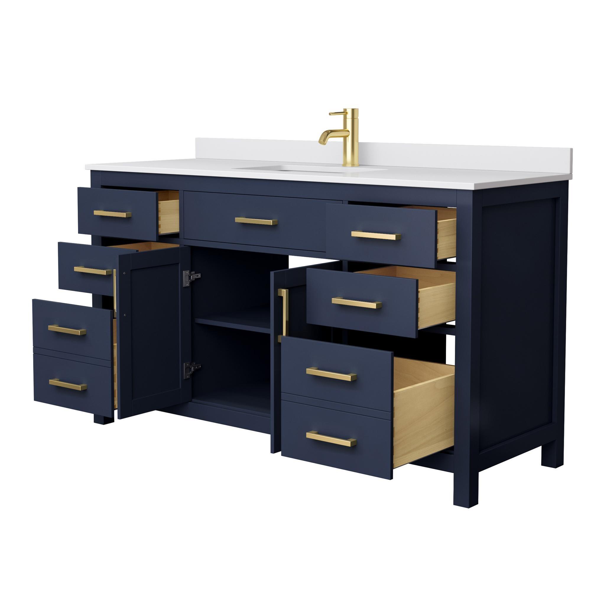 Beckett 60" Freestanding Single Bathroom Vanity with Cultured Marble Top