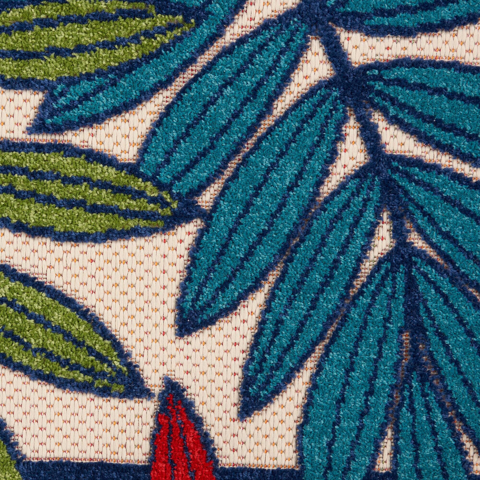 Nourison Aloha Floral Leaf Flatweave High-Low Indoor Outdoor Runner Rug Multicolor 2'3" x 10'