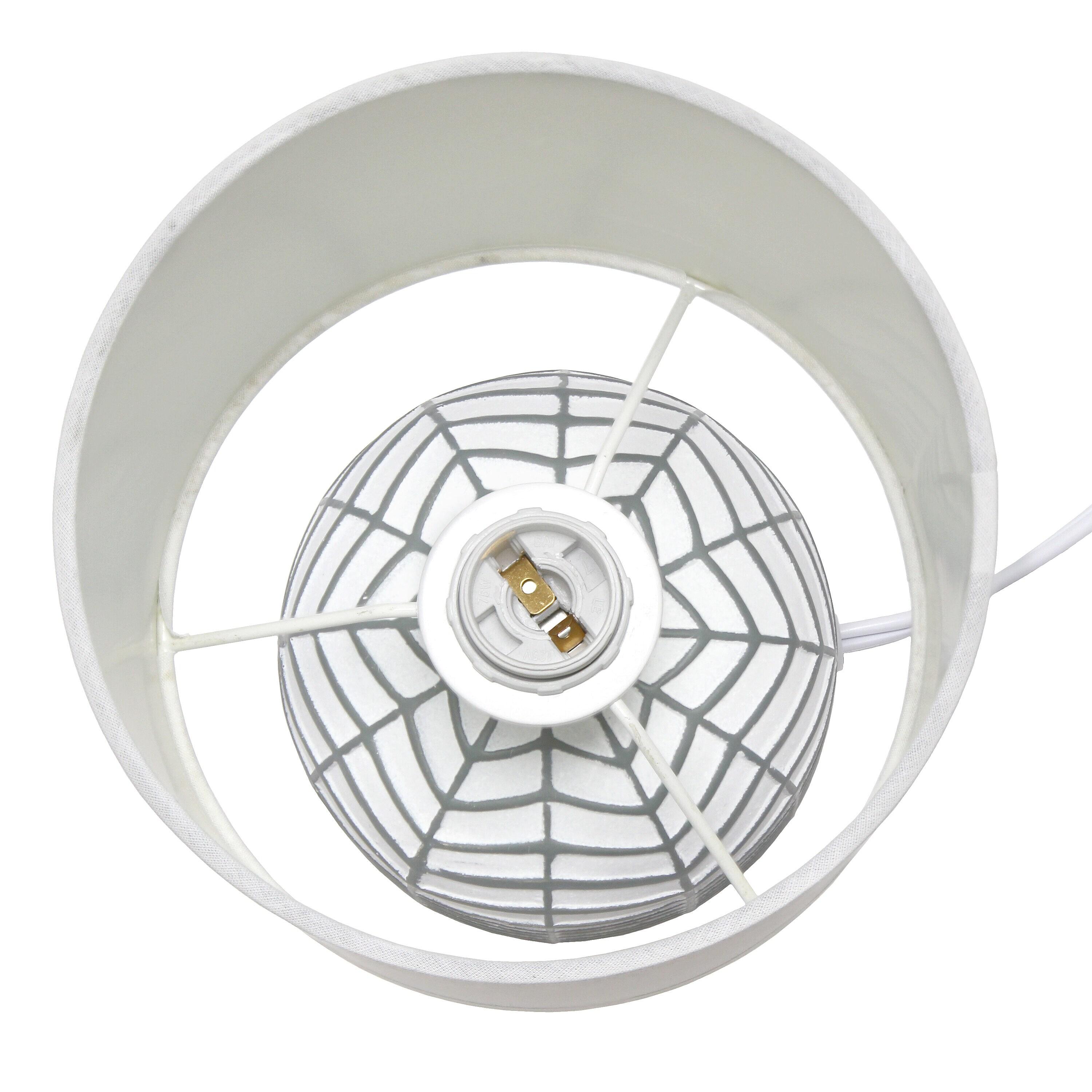 10.43" Petite Contemporary Webbed Waves Base Bedside Lamp with White Drum Shade - Simple Designs: ETL Listed, No Assembly Required