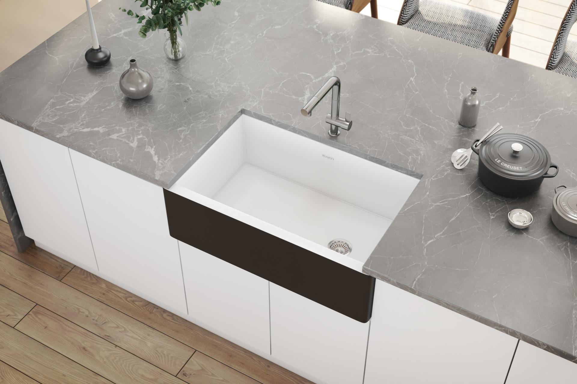 Ruvati Ruvati 30-inch Fireclay Modern Farmhouse Kitchen Sink Single Bowl RVL4018RBW