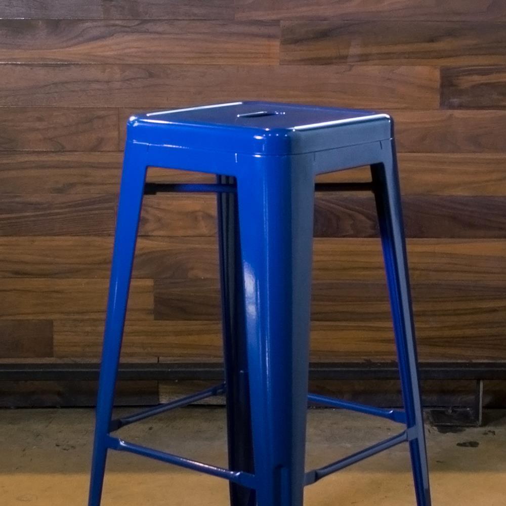 Loft Series Contemporary 30" Blue Metal Stackable Bar Stool