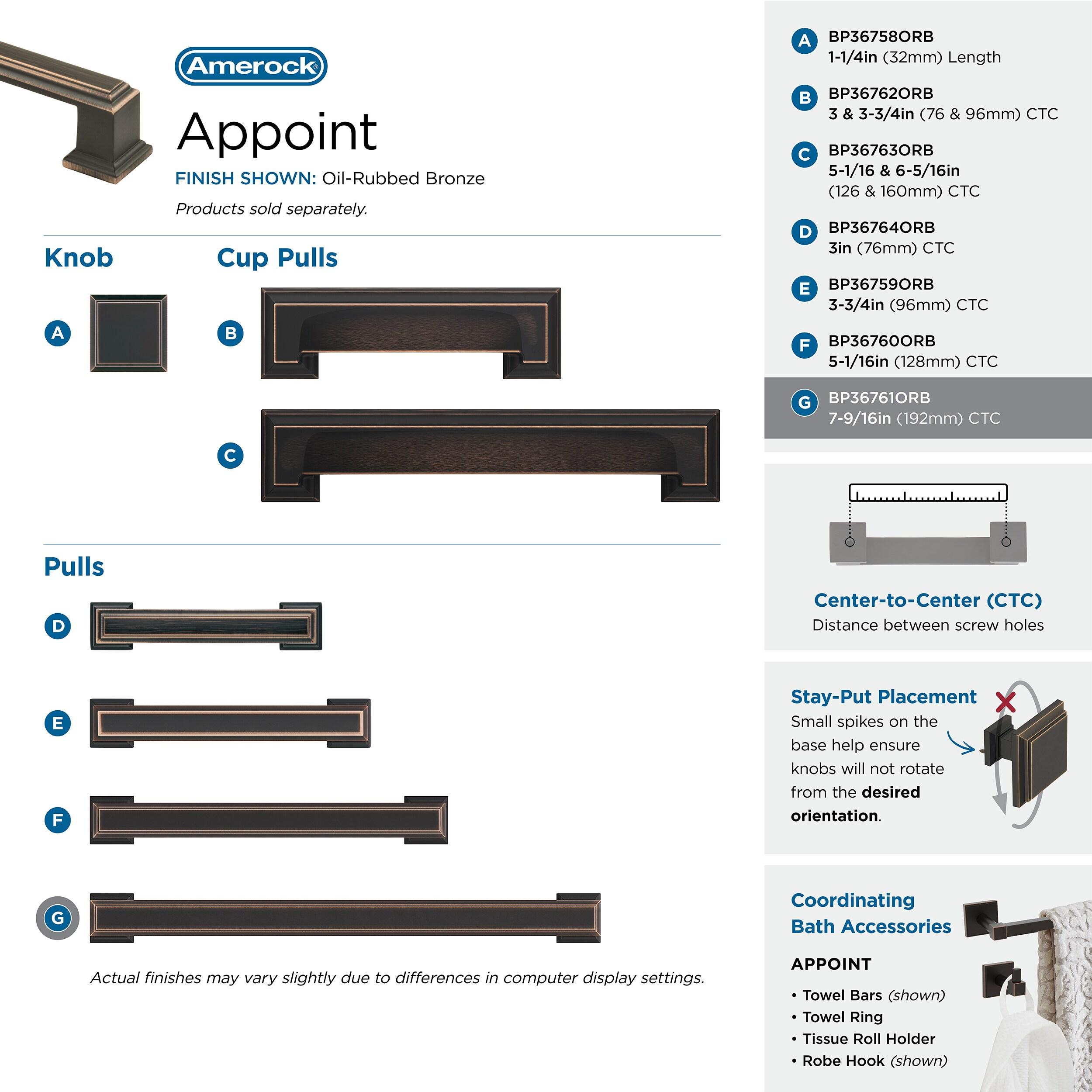 Amerock Appoint 7-9/16 inch (192mm) Center-to-Center Oil-Rubbed Bronze Cabinet Pull