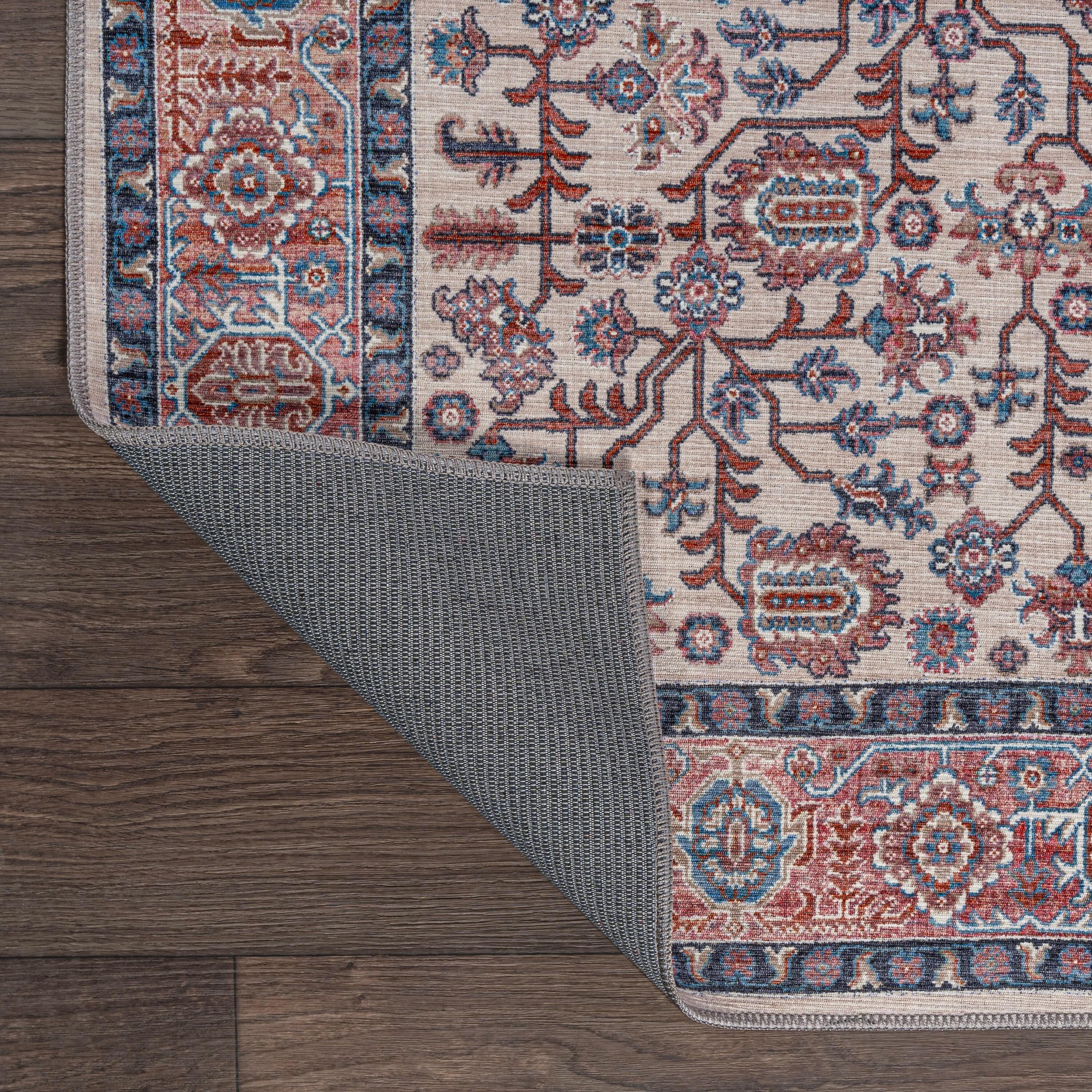 Kemer All-Over Persian Machine-Washable Beige/Red/Blue 3 ft. x 5 ft. Area Rug - JONATHAN Y