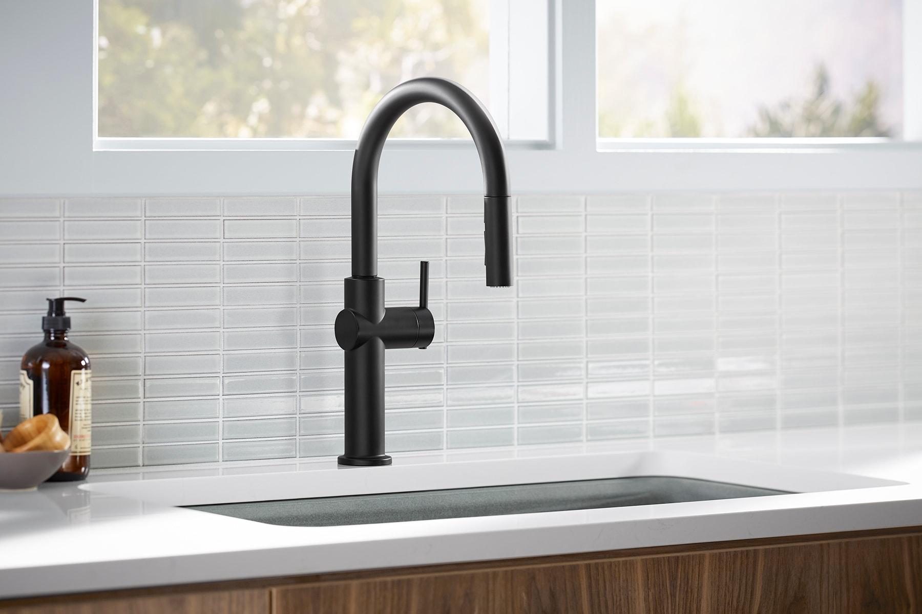 Kohler Crue Single Handle Pull Down Kitchen Faucet with Three-Function Pull Down Sprayer