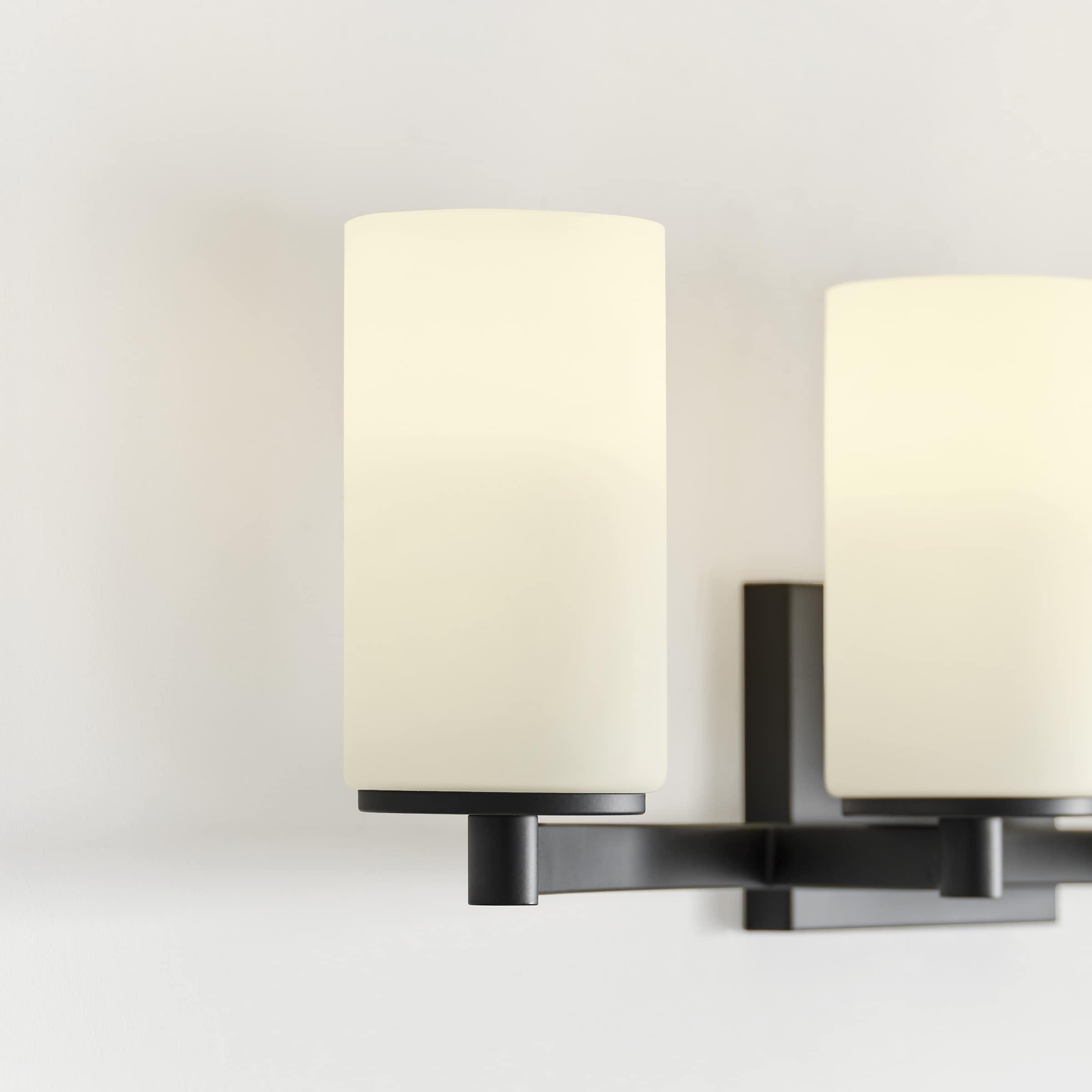 Midnight Black 29" Vanity Light with Etched Glass Shades