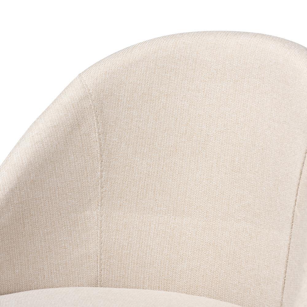 Baxton Studio Carra Mid-Century Modern Light Beige Fabric Upholstered Walnut-Finished Wood Swivel Bar Stool Set of 2