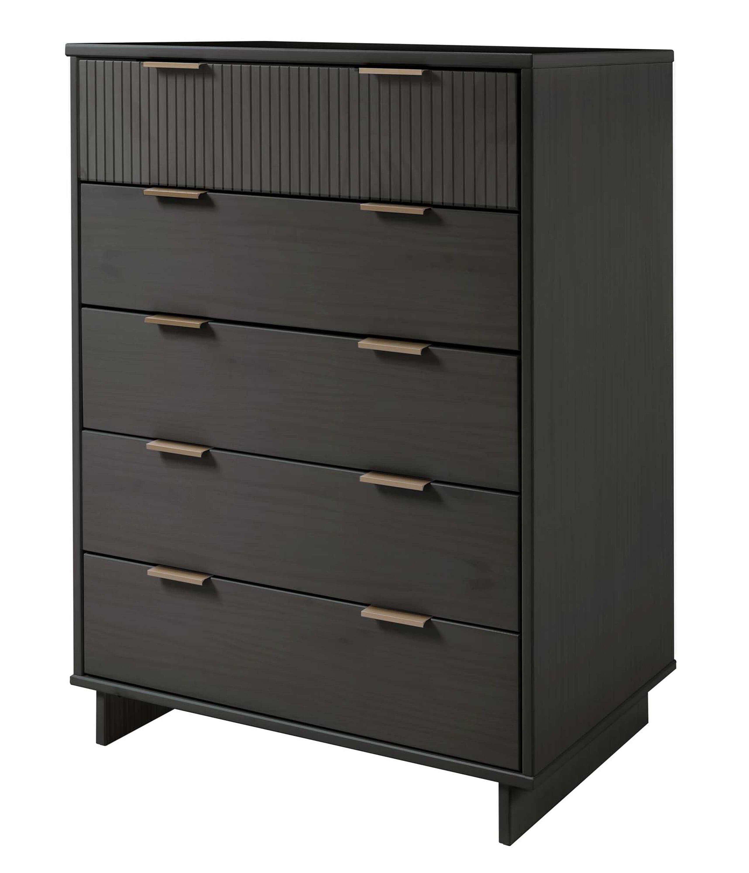 Manhattan Comfort 2pc Granville Chest and Dresser Bedroom Set Dark Gray: Modern Style, Soft Close, UV Finish