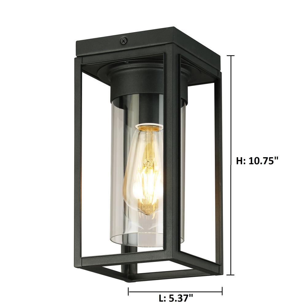 1-Light Walker Hill Outdoor Flush Mount Matte Black - EGLO: ETL Listed, Semi-Flush, Glass Shade, Steel Body