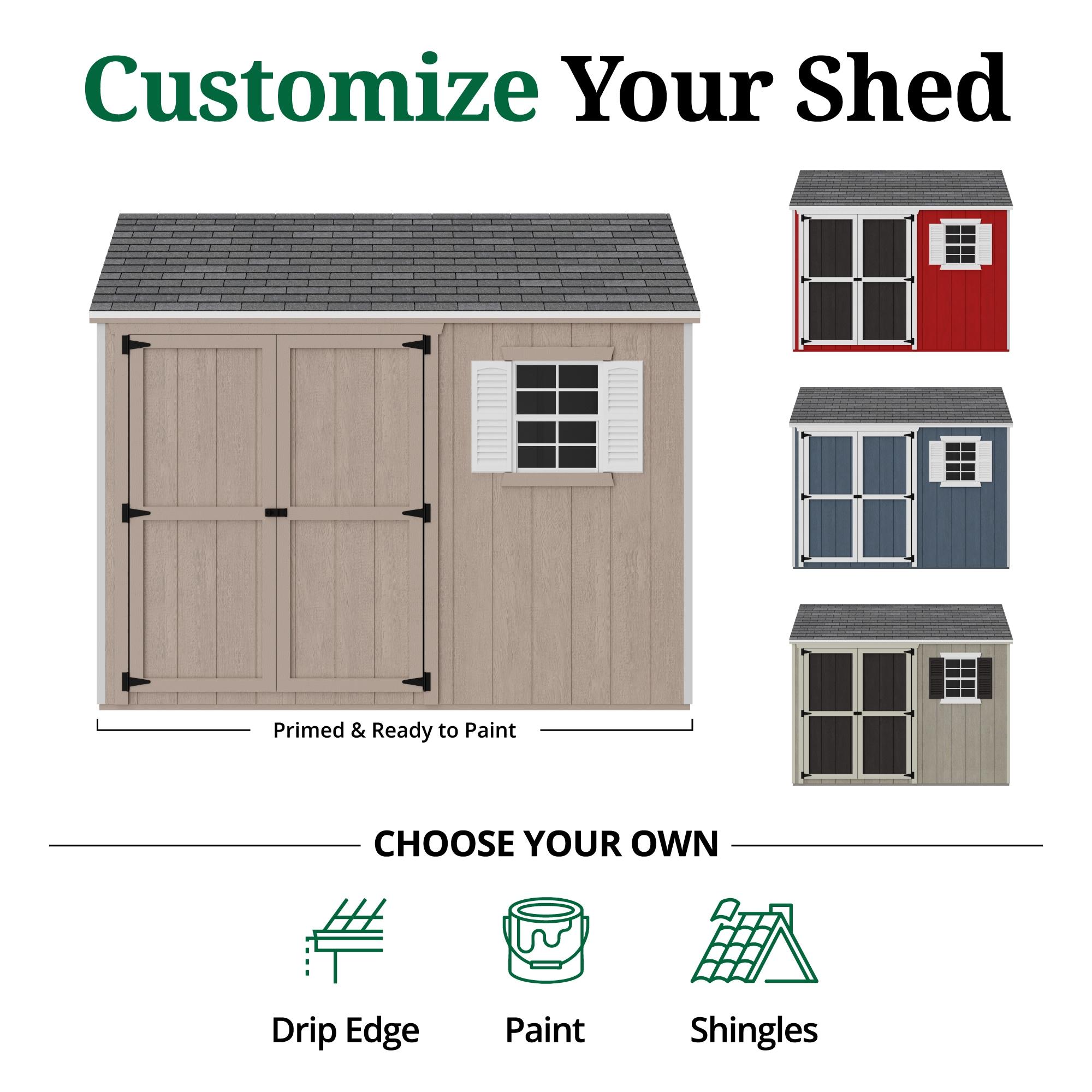 Little Cottage Co. 10x10 Value Workshop Shed with Operable Windows and Floor, Outdoor Wood Storage Do-It-Yourself Precut Kit
