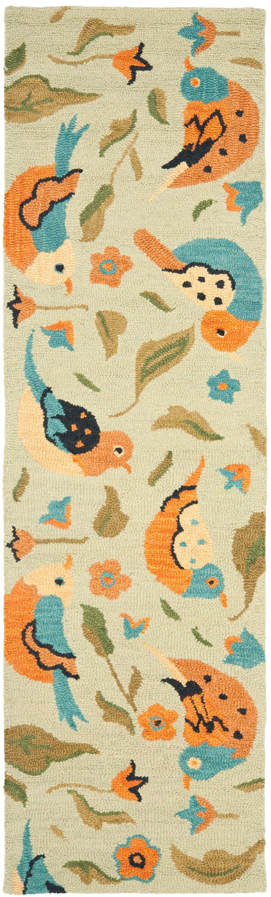 Blossom BLM676 Hand Hooked Runner Rug - Sage/Multi - 2'3"x8' - Safavieh.