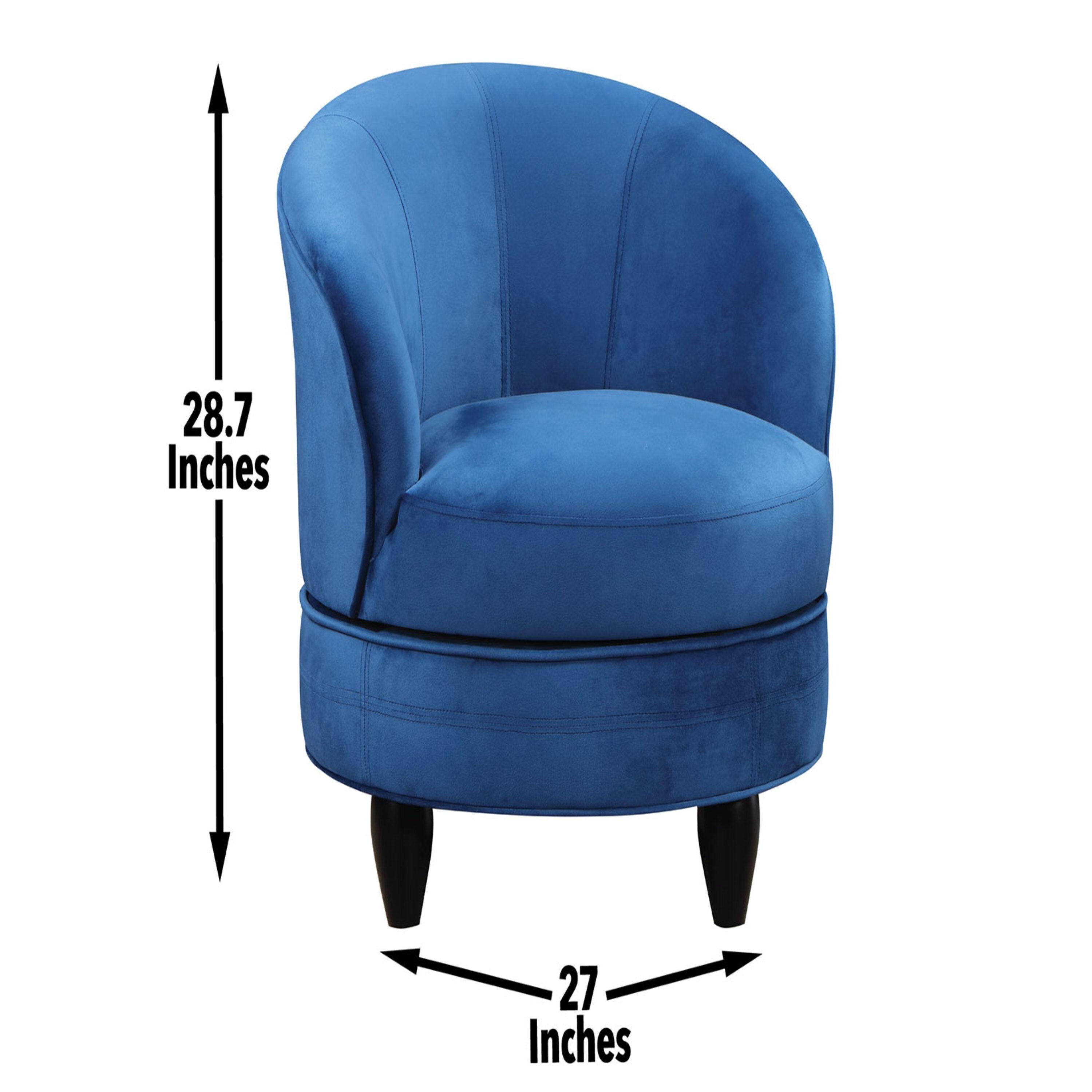 Sophia Velvet Swivel Accent Chair Blue - Steve Silver Co.: Transitional, Armless, 360° Base